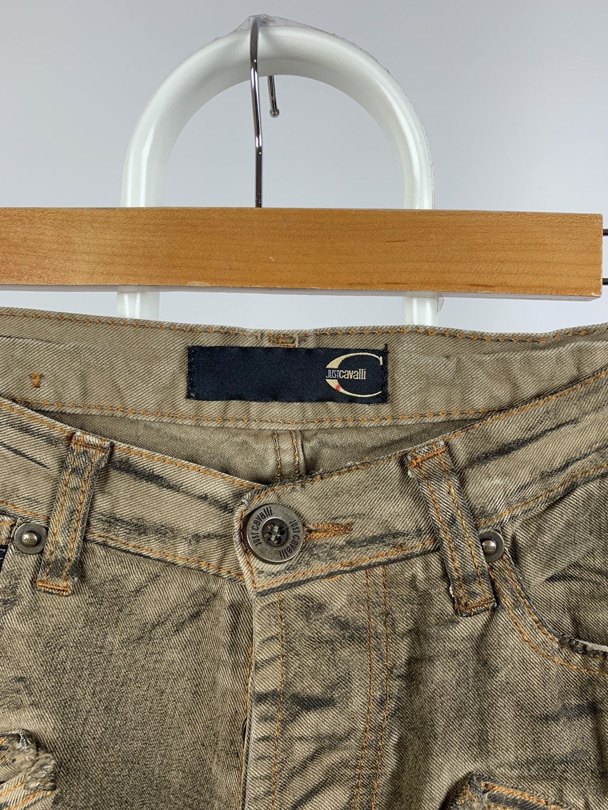 Just Cavalli Vintage Just Cavalli Dirty Brown Print Cargo Pants Size US 31 - 20 Thumbnail