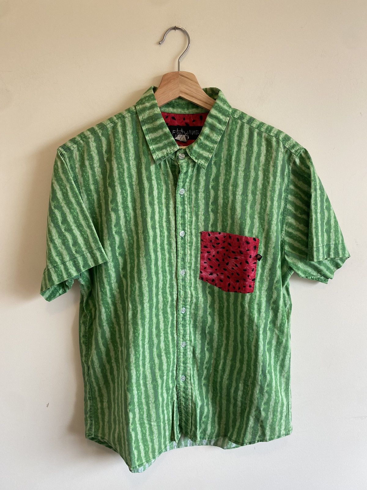 image of Golf Wang x Odd Future 1 Of 50 2013 Watermelon Button Up Frank Tyler Odd Future in Green (Size Medi