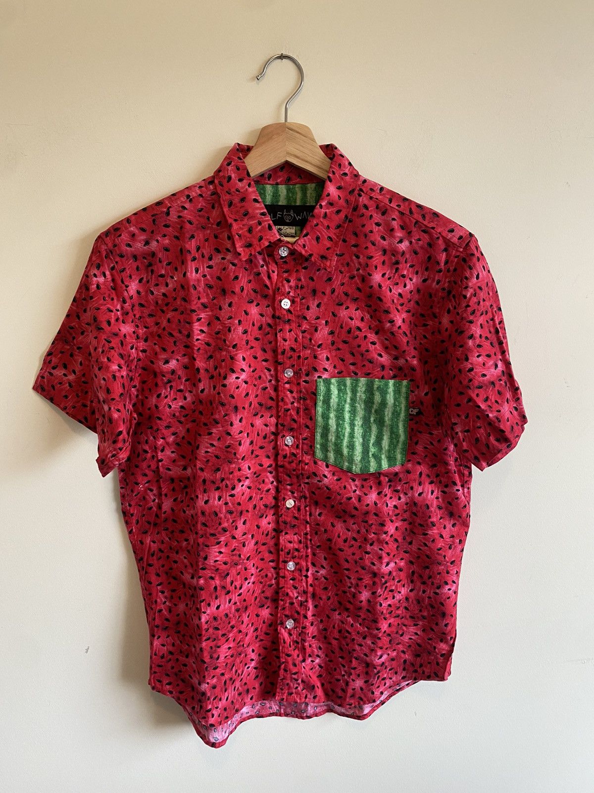 image of Golf Wang x Odd Future 1 Of 50 2013 Watermelon Button Up Frank Tyler Odd Future in Green (Size Smal