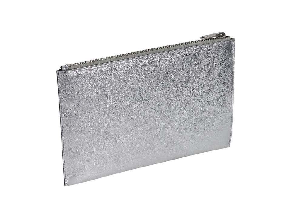Saint Laurent Paris Saint Laurent Metallic Silver & Black Star Leather Pouch Size ONE SIZE - 3 Thumbnail