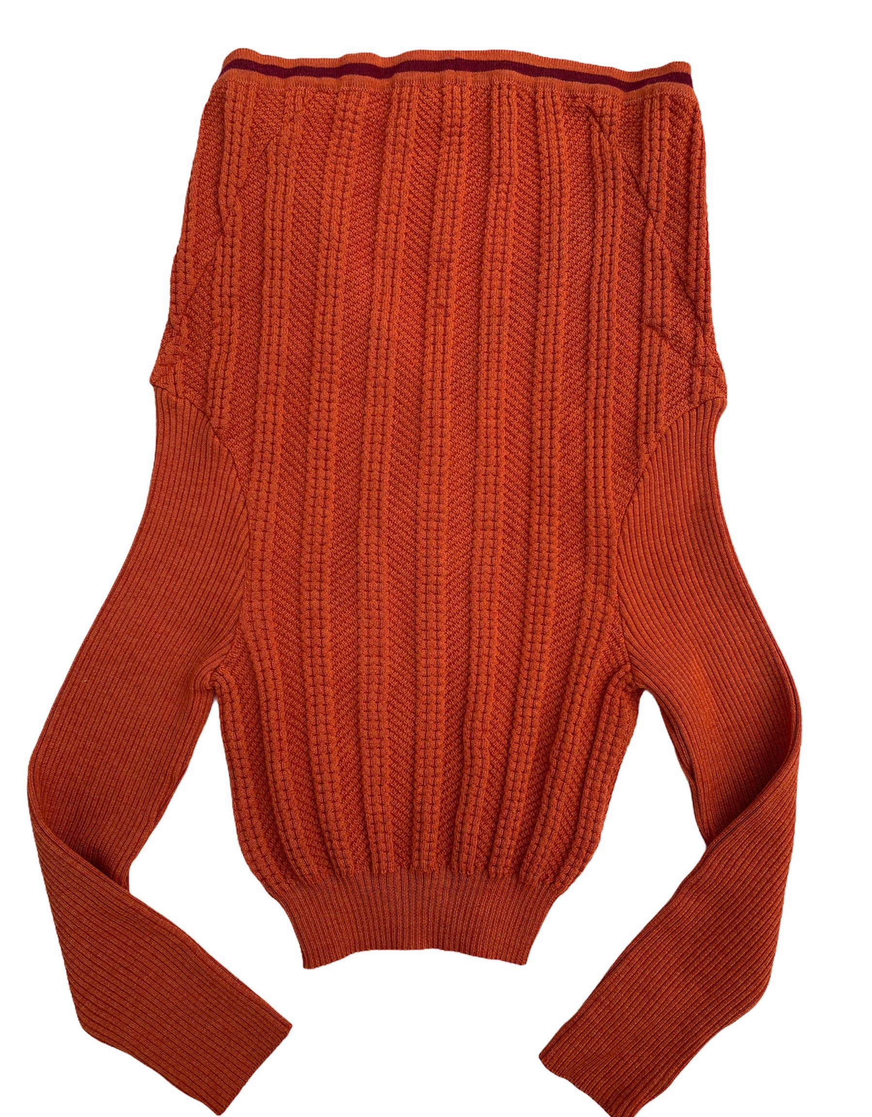Y/Project Y/Project Orange Necklace Detail Ribbed Wool Cardigan 38 Size XS / US 0-2 / IT 36-38 - 4 Thumbnail