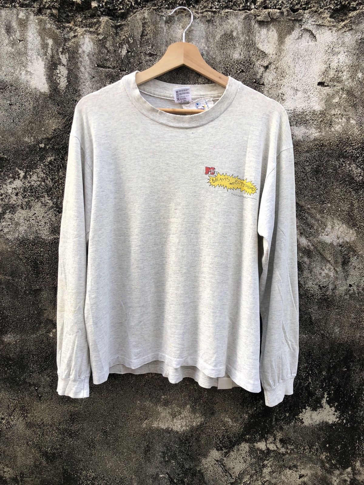 Cartoon Network × Mtv × Vintage Rare!! Vintage 90s Mtv Beavis and Butthead Distressed LS Tee Size US M / EU 48-50 / 2 - 2 Thumbnail