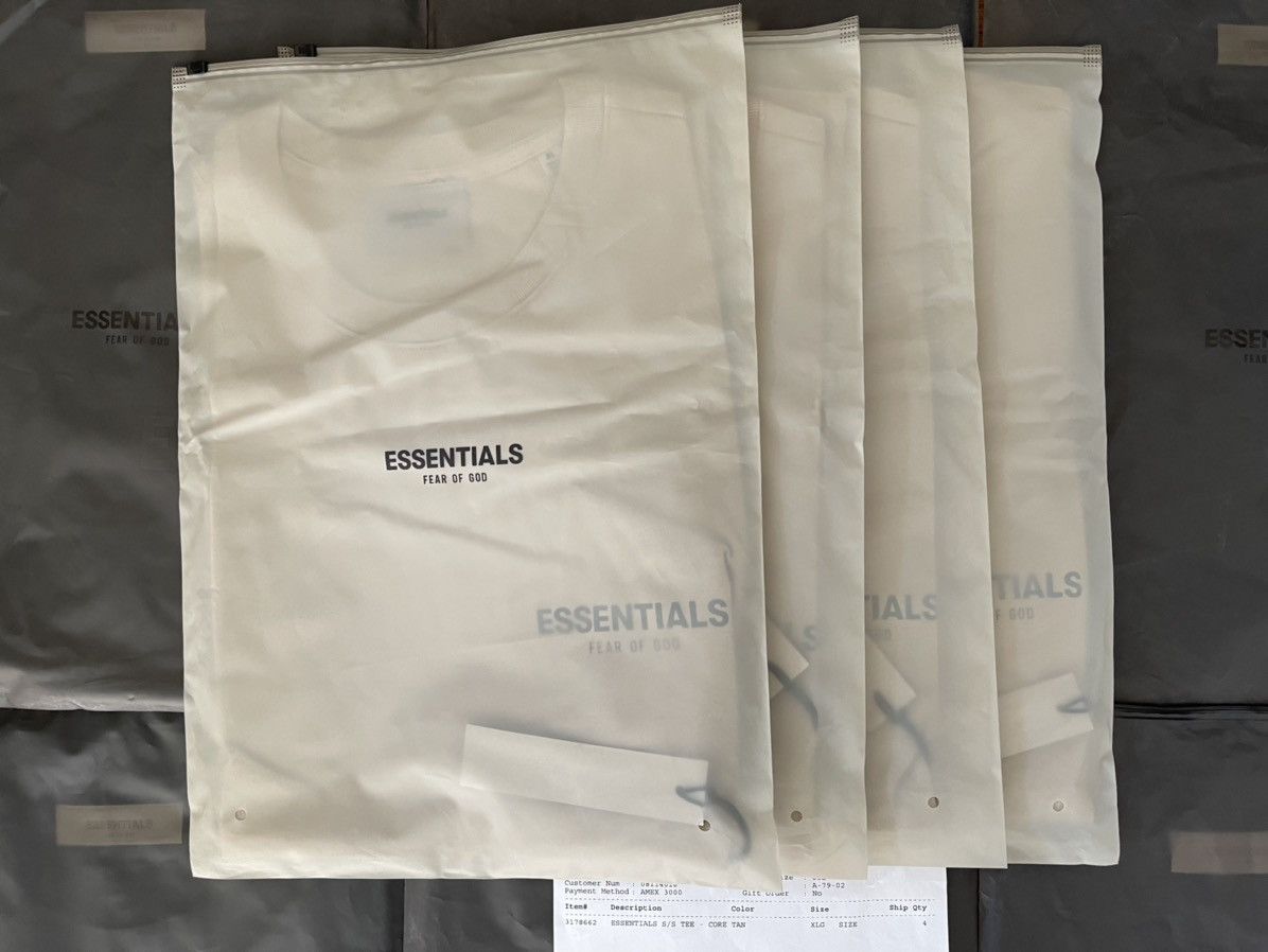 FOG × Fear of God × Pacsun FOG - Essentials Fear Of God Tan Logo-Print Jersey T-Shirt Size US XL / EU 56 / 4 - 8 Thumbnail