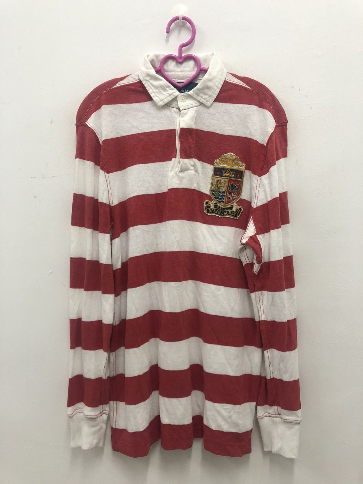 image of Polo Ralph Laurent Striped Long Sleeve Polo Shirt, Men's (Size Small)