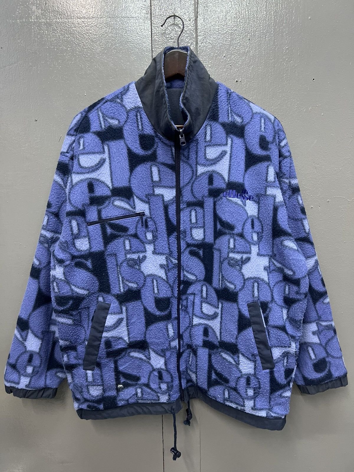 image of Ellesse Reversible Fleece Jacket in Blue, Men's (Size Medium)