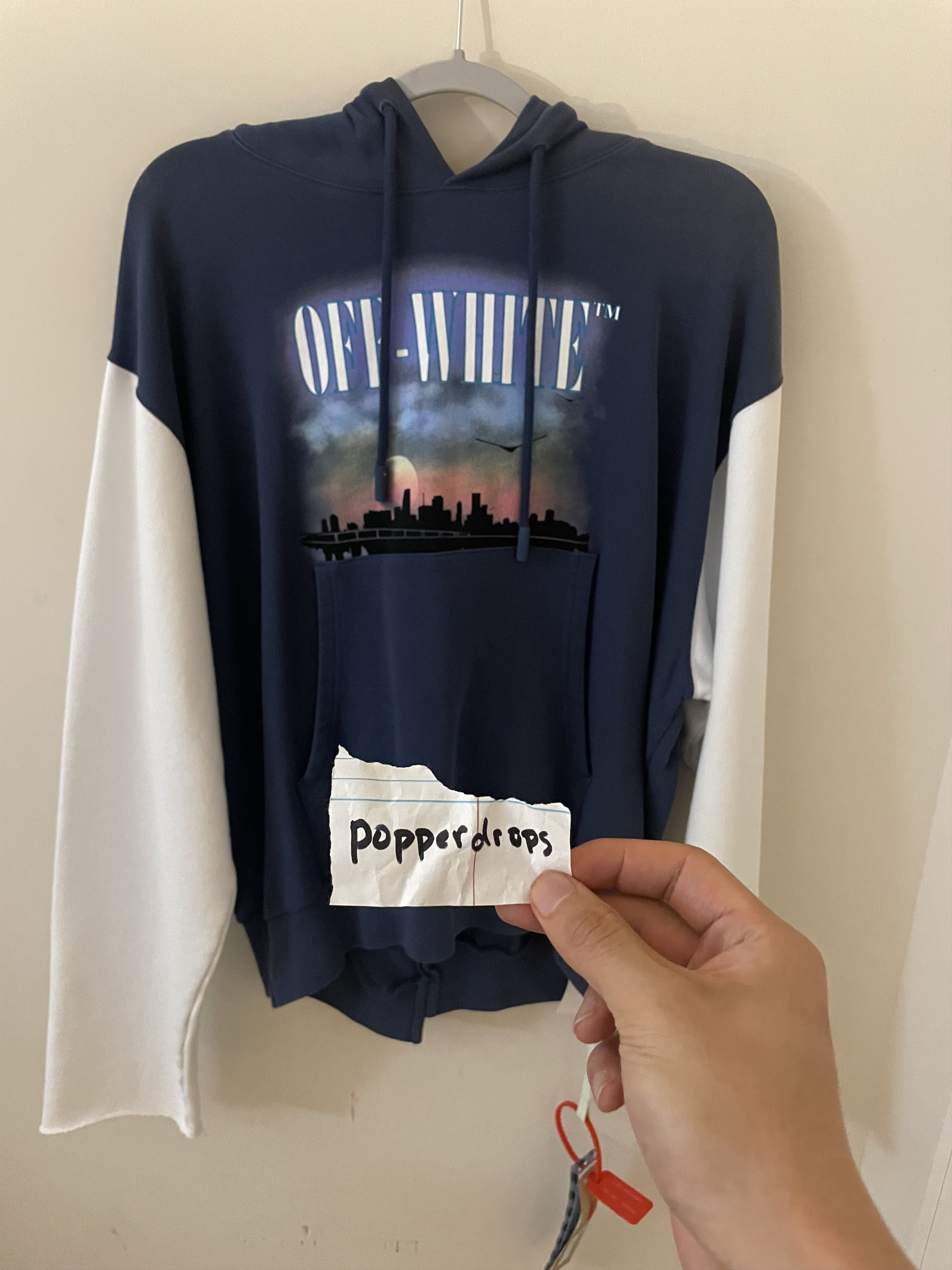 image of Off White Sunset Hoodie Barneys Exclusive in Blue, Men's (Size Large)