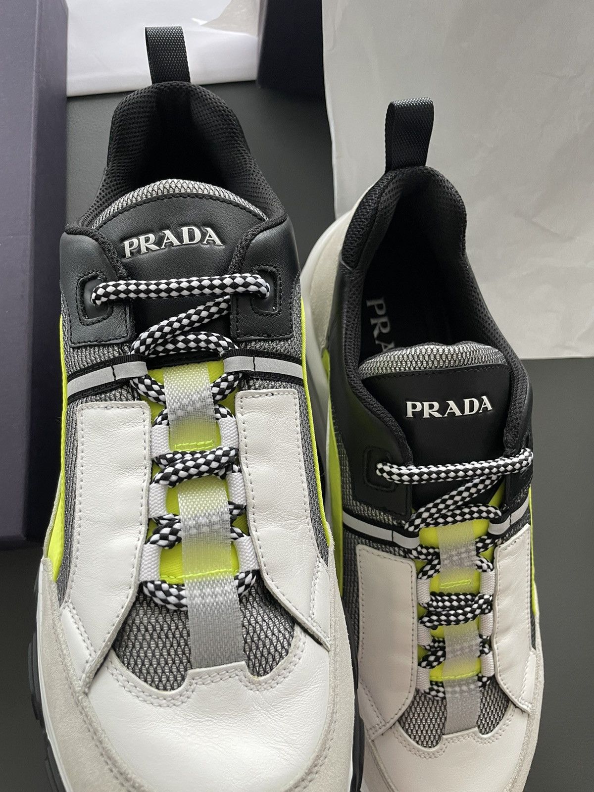 Prada Rare Limited Edition Logo Mid Top Leather Sneakers Brand New Size US 9 / EU 42 - 9 Thumbnail