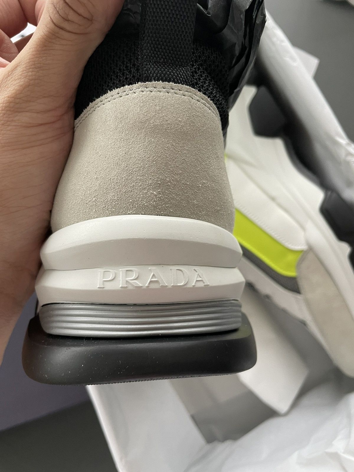 Prada Rare Limited Edition Logo Mid Top Leather Sneakers Brand New Size US 9 / EU 42 - 12 Thumbnail