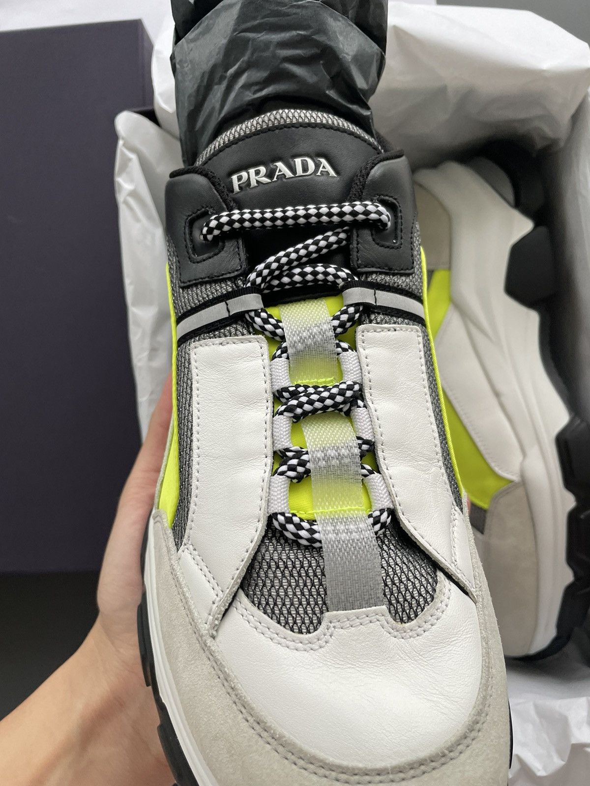 Prada Rare Limited Edition Logo Mid Top Leather Sneakers Brand New Size US 9 / EU 42 - 13 Thumbnail