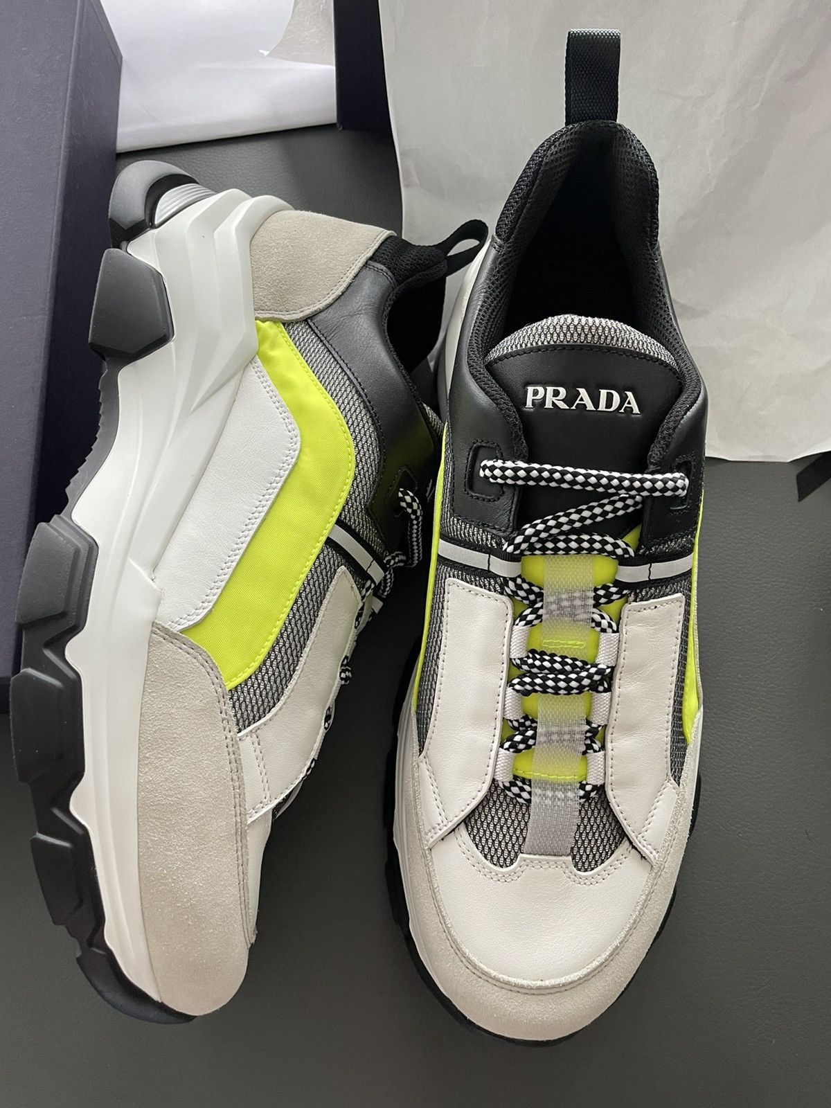 Prada Rare Limited Edition Logo Mid Top Leather Sneakers Brand New Size US 9 / EU 42 - 1 Thumbnail