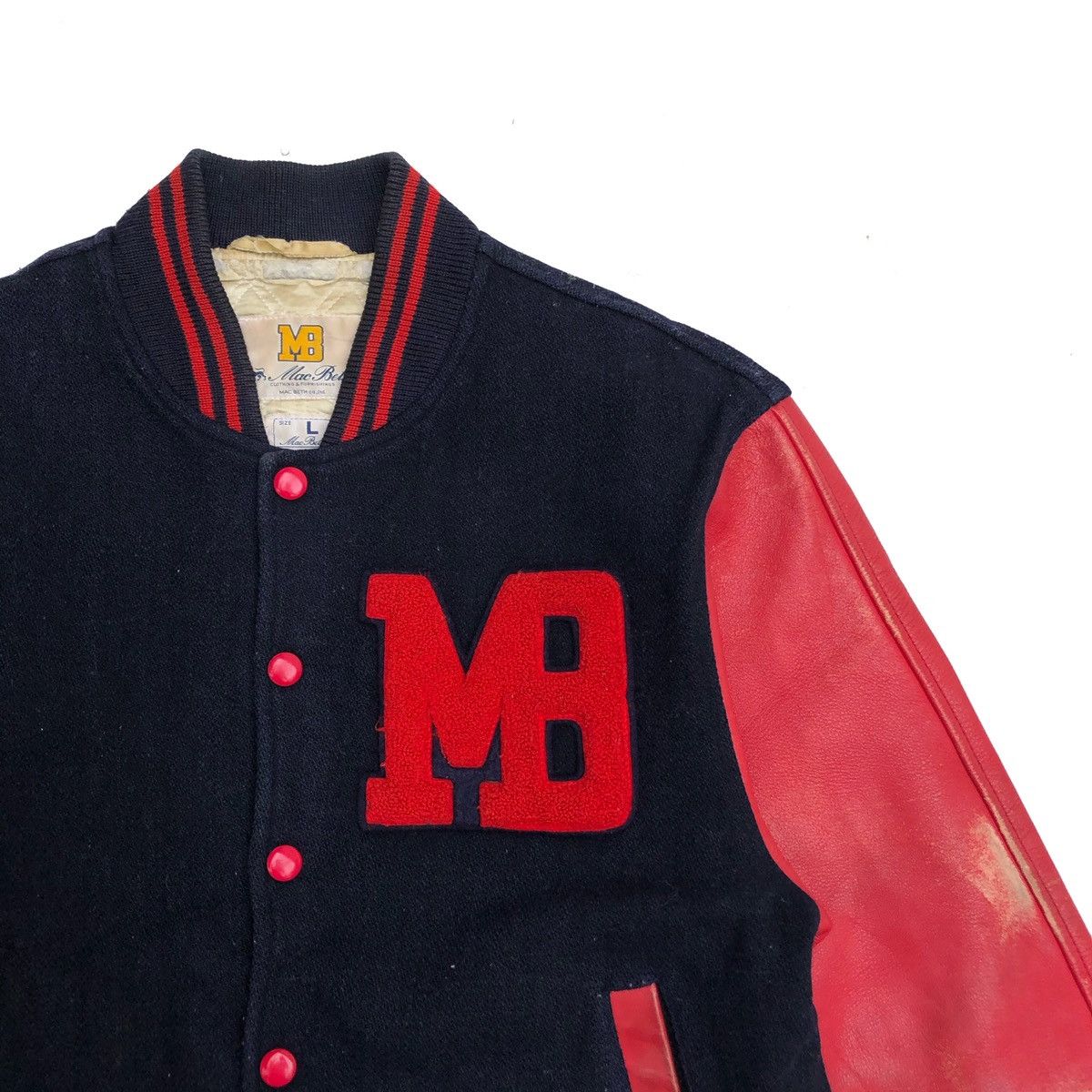 Macbeth × Vintage ☀️MACBETH Letter MB Varsity Jacket Size US L / EU 52-54 / 3 - 3 Thumbnail