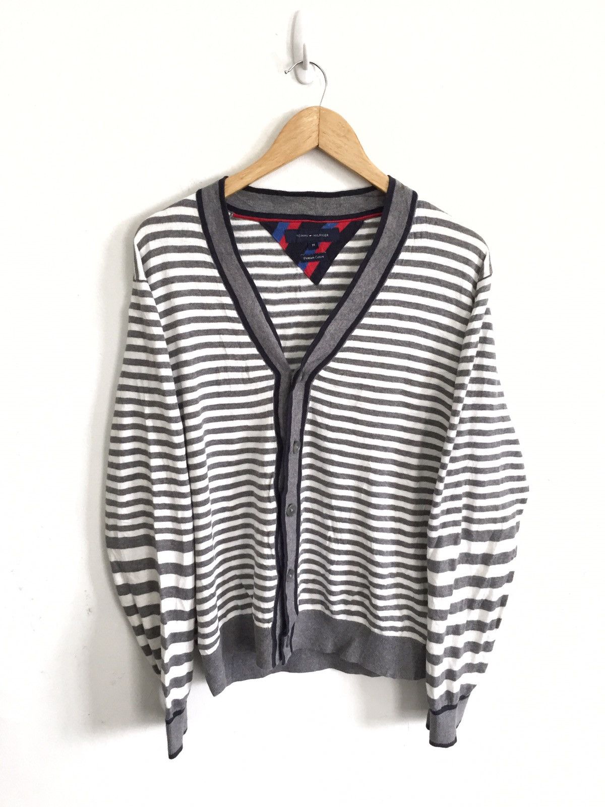 Tommy Hilfiger TOMMY HILFIGER Size M Armpit 22"Stripes Cardigan Sweater Size US M / EU 48-50 / 2 - 1 Thumbnail