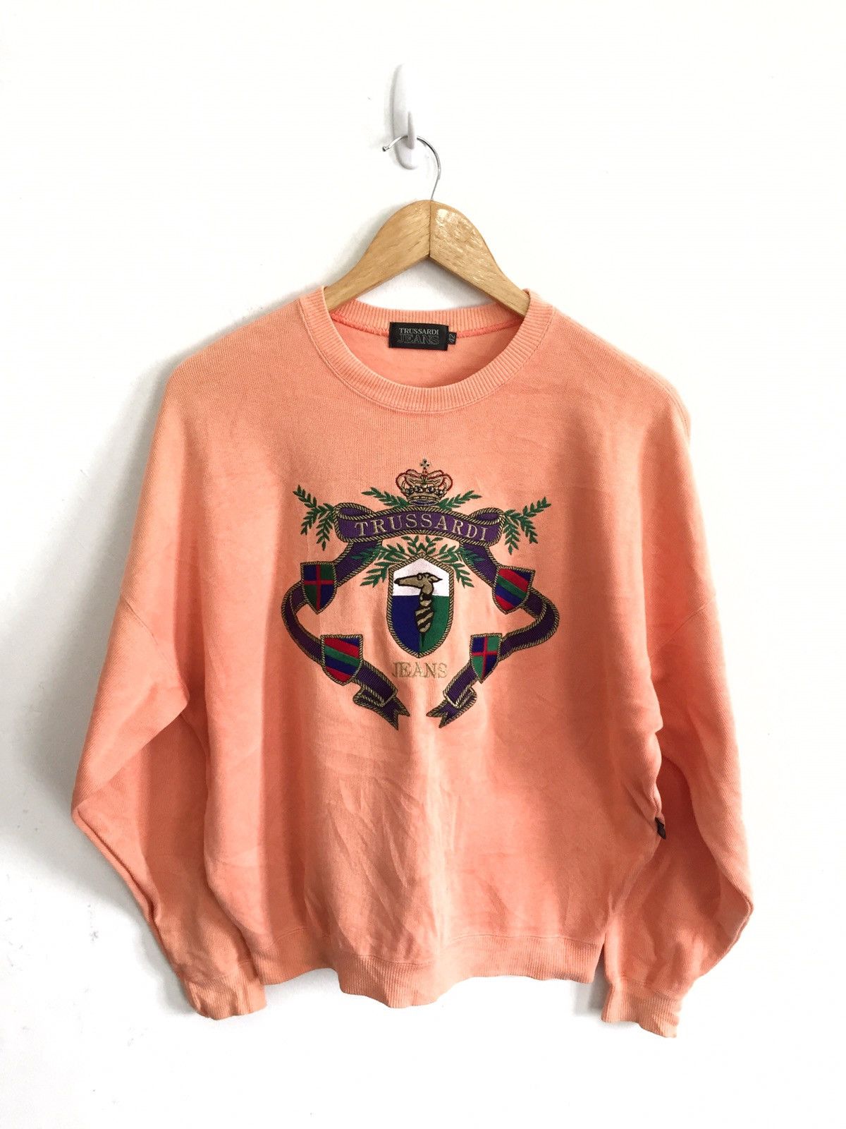 image of Trussardi Jeans Big Logo Armpit 25"sweater Jumper in Orange, Men's (Size Medium)