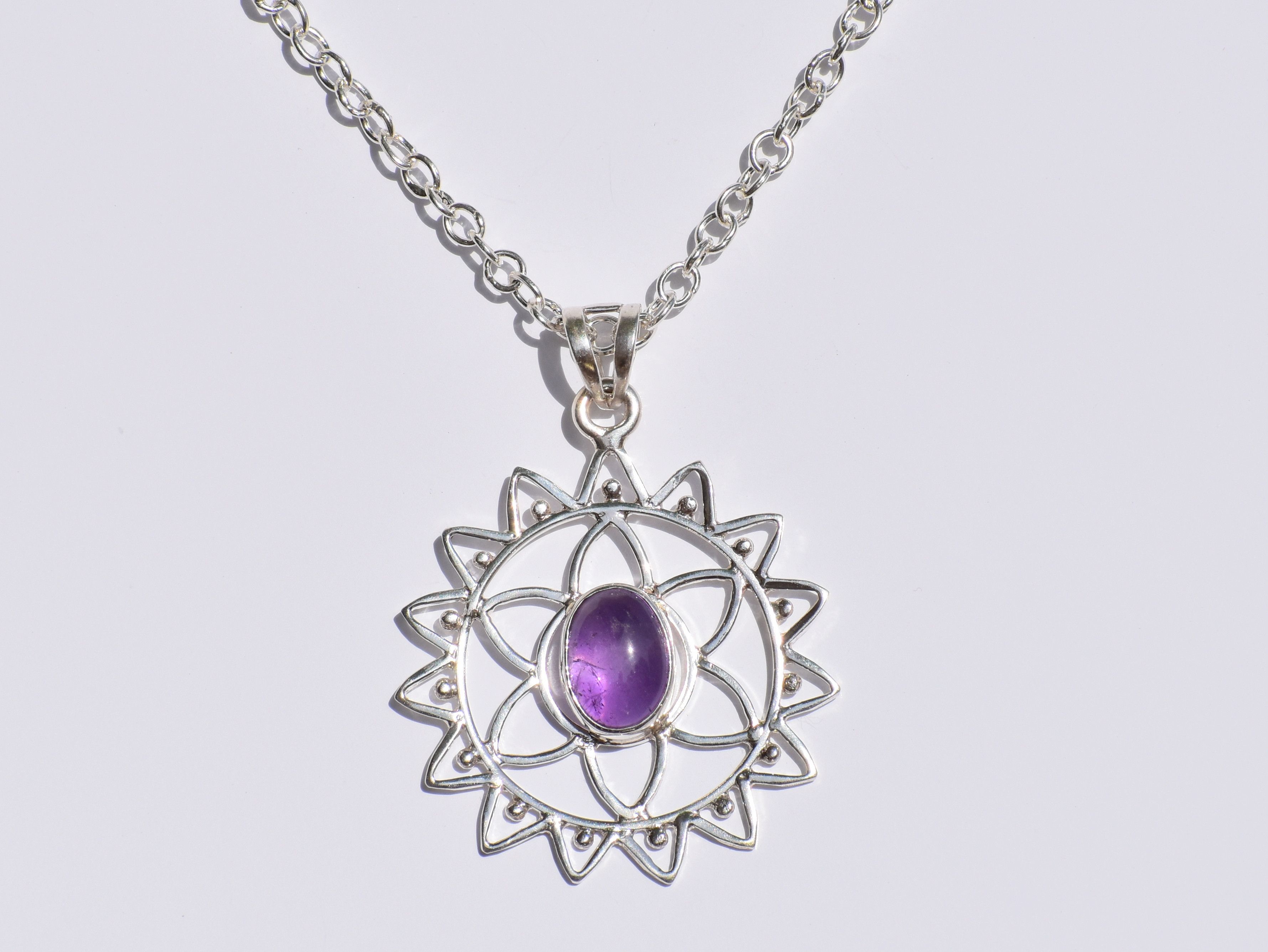 Deals AEZ# Natural Polished Amethyst & Silver Necklace