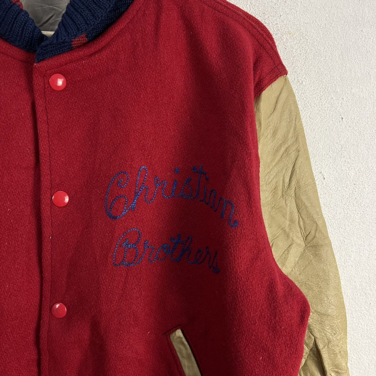 Japanese Brand VINTAGE VARSITY JACKET LA SALLE CHRISTIAN BROTHERS LEATHER Size US M / EU 48-50 / 2 - 4 Thumbnail