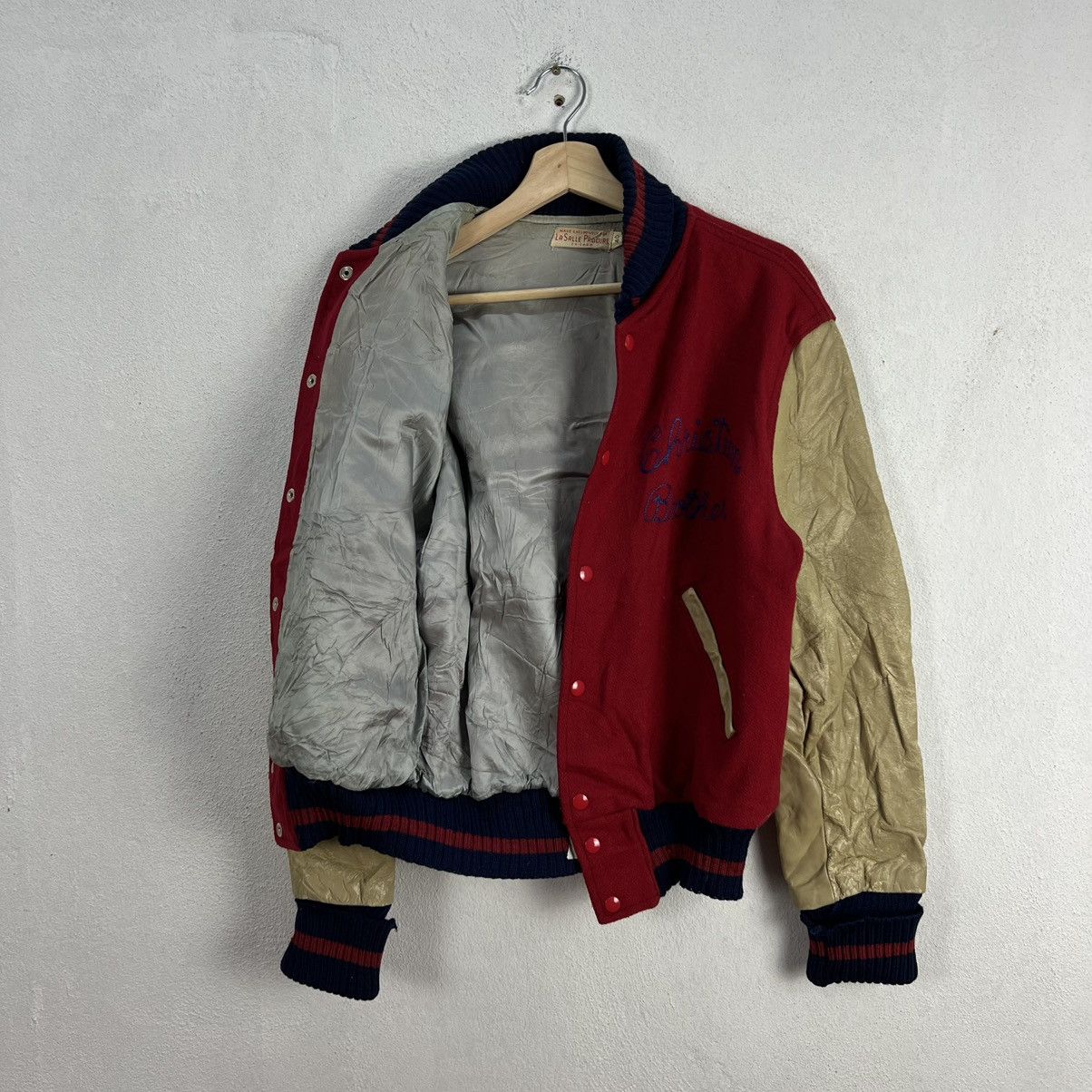 Japanese Brand VINTAGE VARSITY JACKET LA SALLE CHRISTIAN BROTHERS LEATHER Size US M / EU 48-50 / 2 - 10 Thumbnail