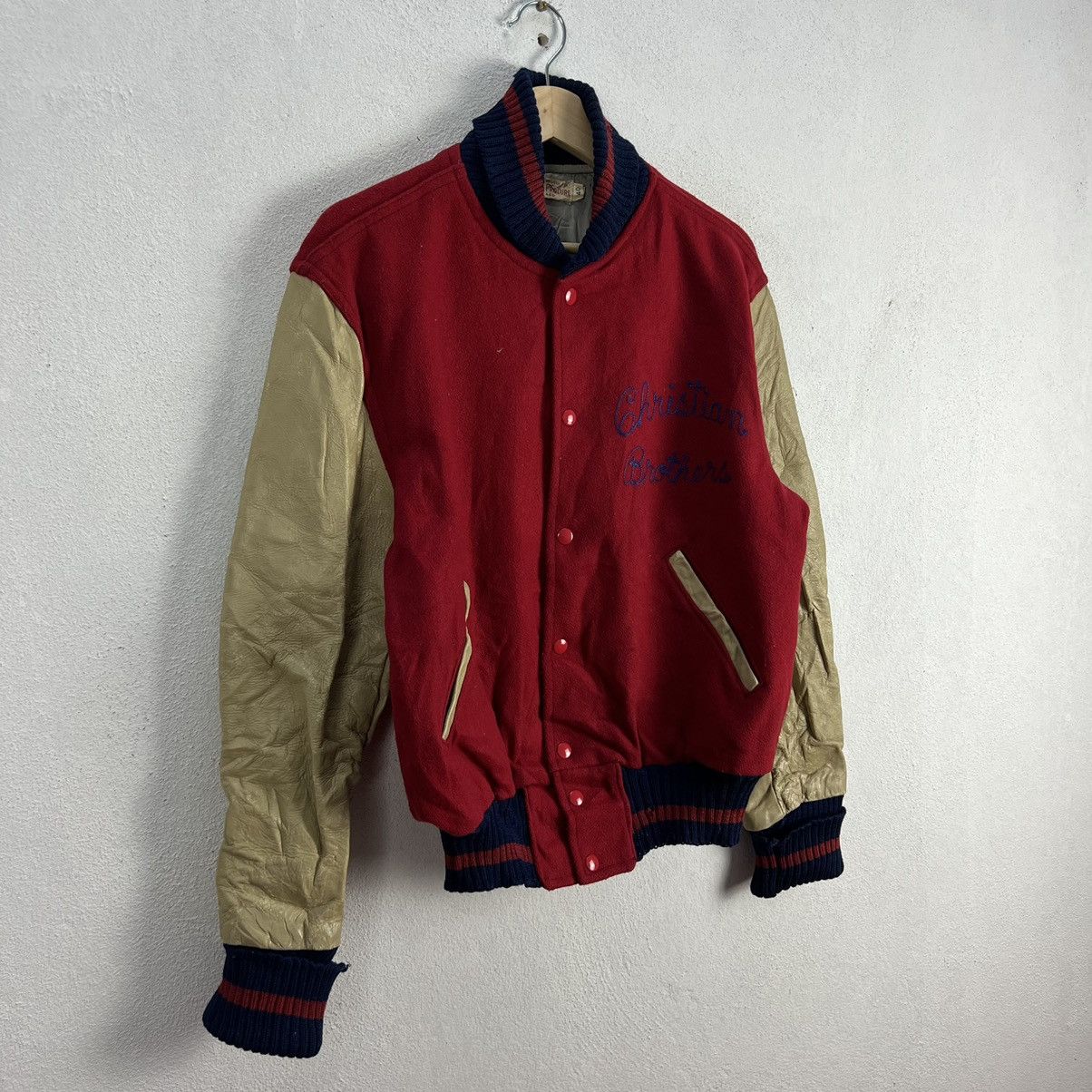 Japanese Brand VINTAGE VARSITY JACKET LA SALLE CHRISTIAN BROTHERS LEATHER Size US M / EU 48-50 / 2 - 2 Thumbnail