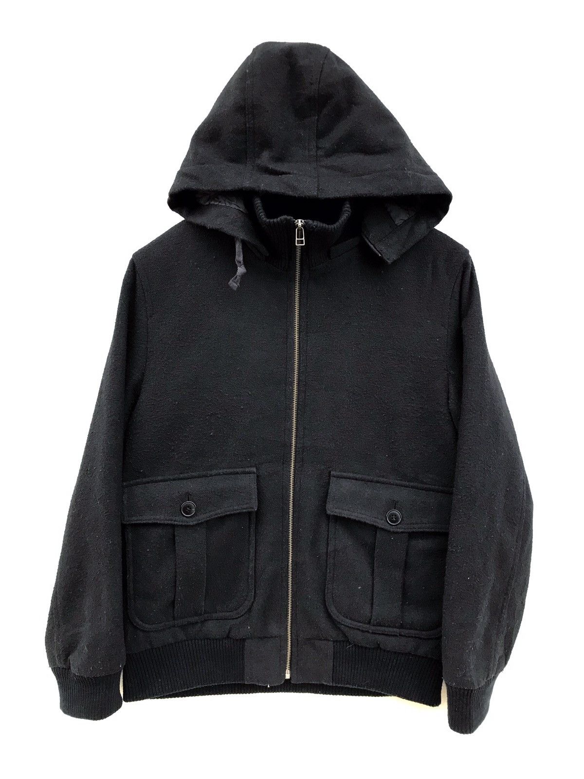 image of Global Work Heavy Wool Hoodie Zipper Jacket in Black, Men's (Size Small)