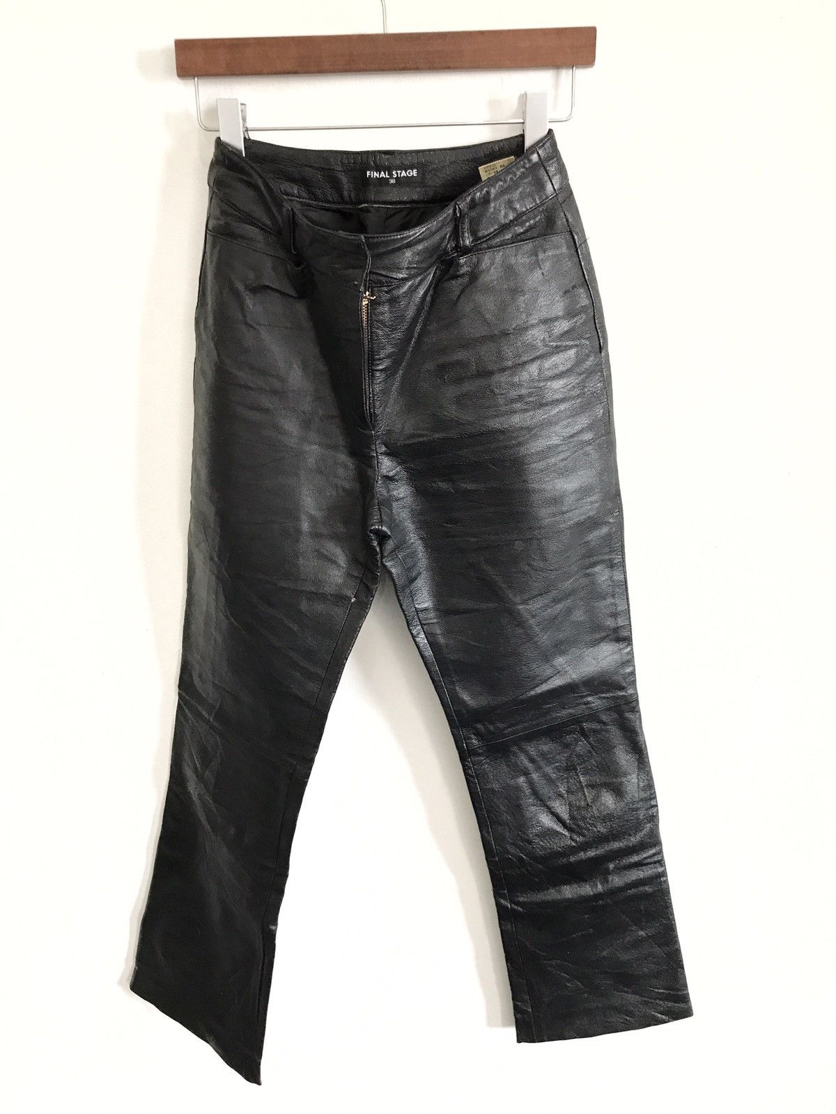 image of Final Stage Designer Leather Pants in Black, Men's (Size 26)