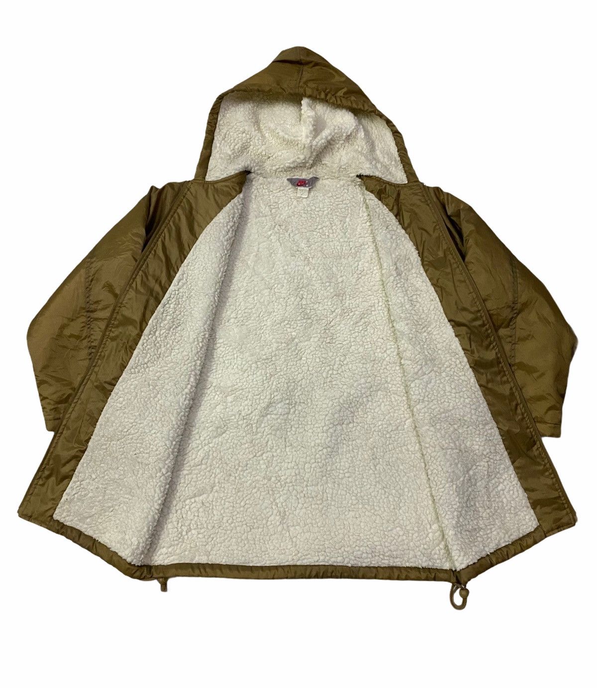 Nike × Vintage Vintage 90s Nike Swoosh Lined Sherpa Hoodie Parka Size US XL / EU 56 / 4 - 6 Thumbnail
