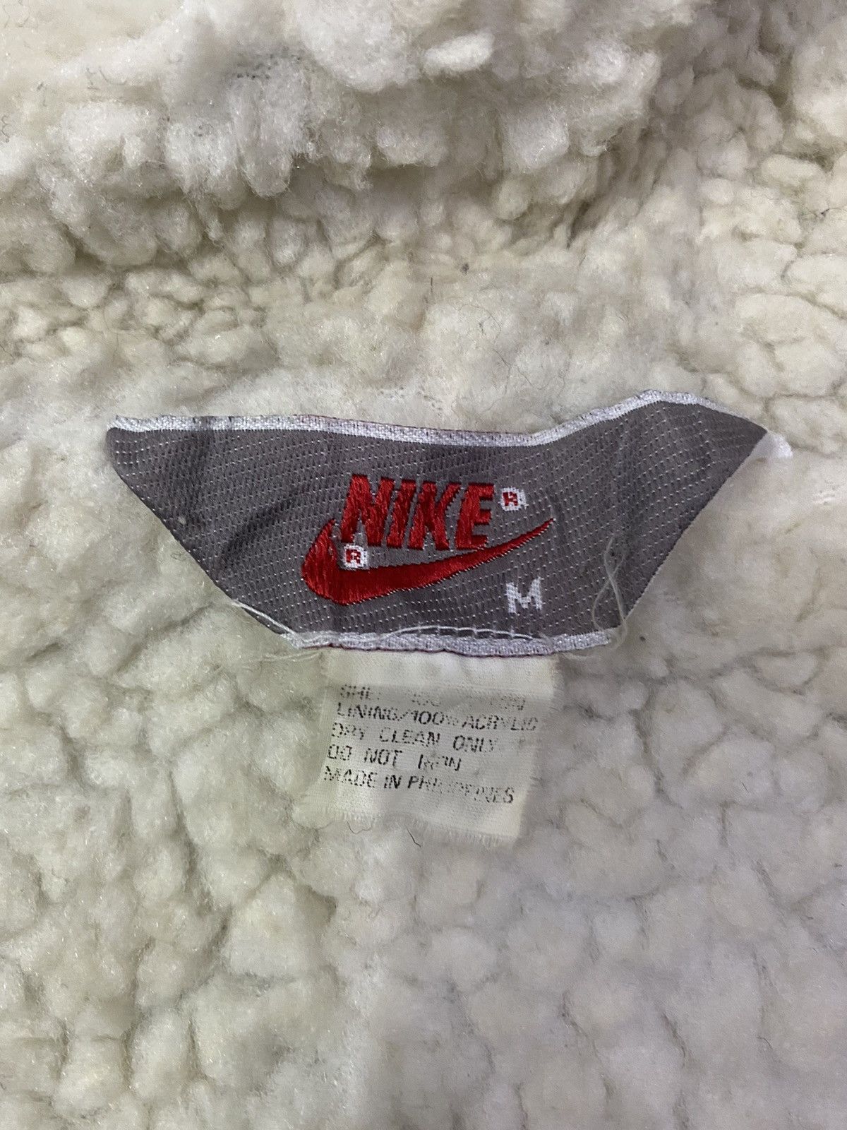 Nike × Vintage Vintage 90s Nike Swoosh Lined Sherpa Hoodie Parka Size US XL / EU 56 / 4 - 7 Thumbnail