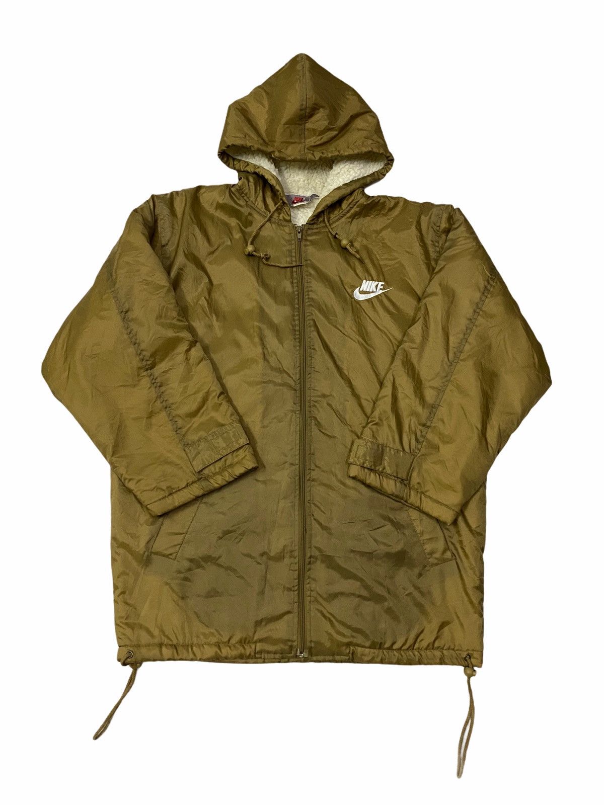Nike × Vintage Vintage 90s Nike Swoosh Lined Sherpa Hoodie Parka Size US XL / EU 56 / 4 - 2 Thumbnail