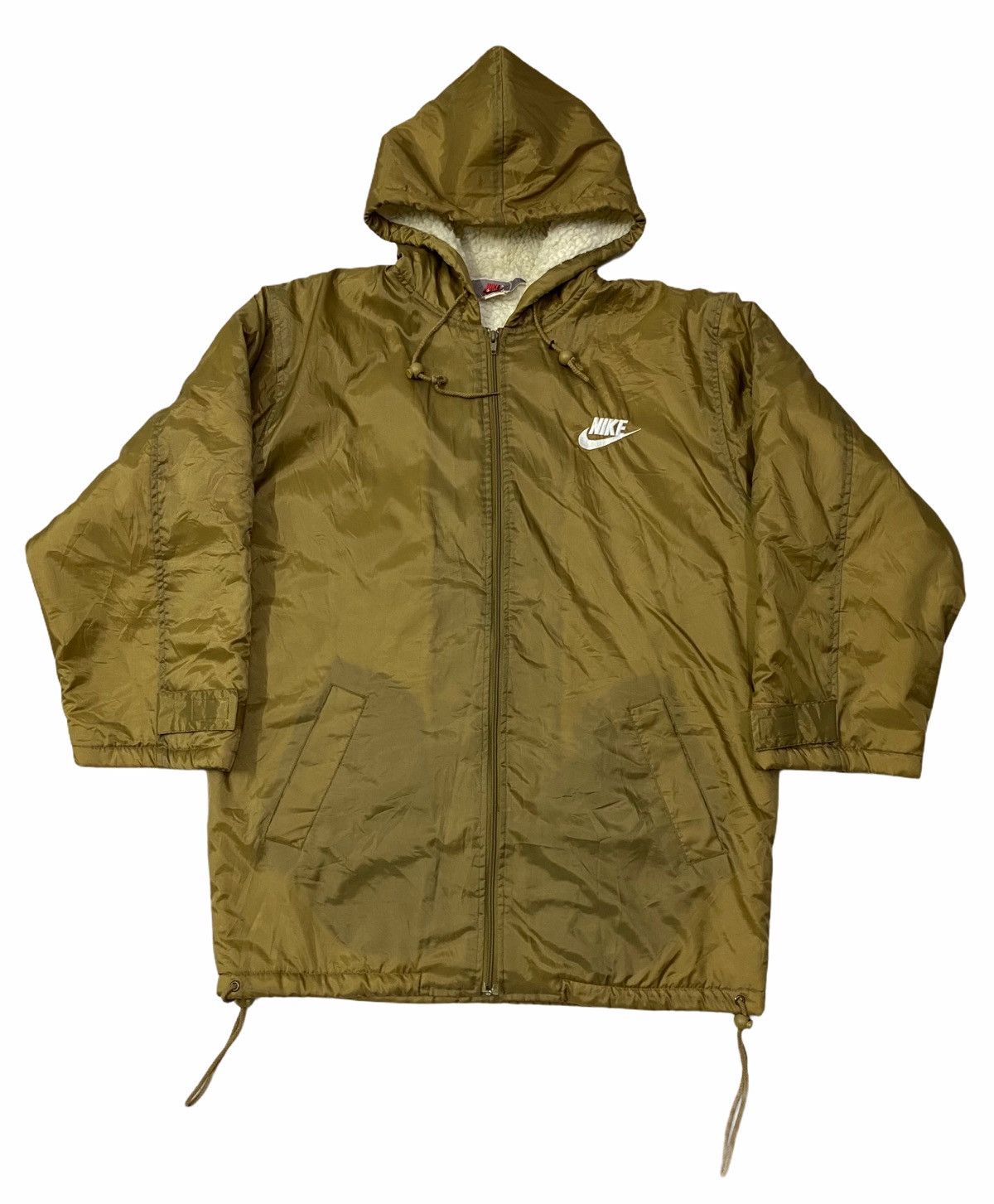 Nike × Vintage Vintage 90s Nike Swoosh Lined Sherpa Hoodie Parka Size US XL / EU 56 / 4 - 3 Thumbnail