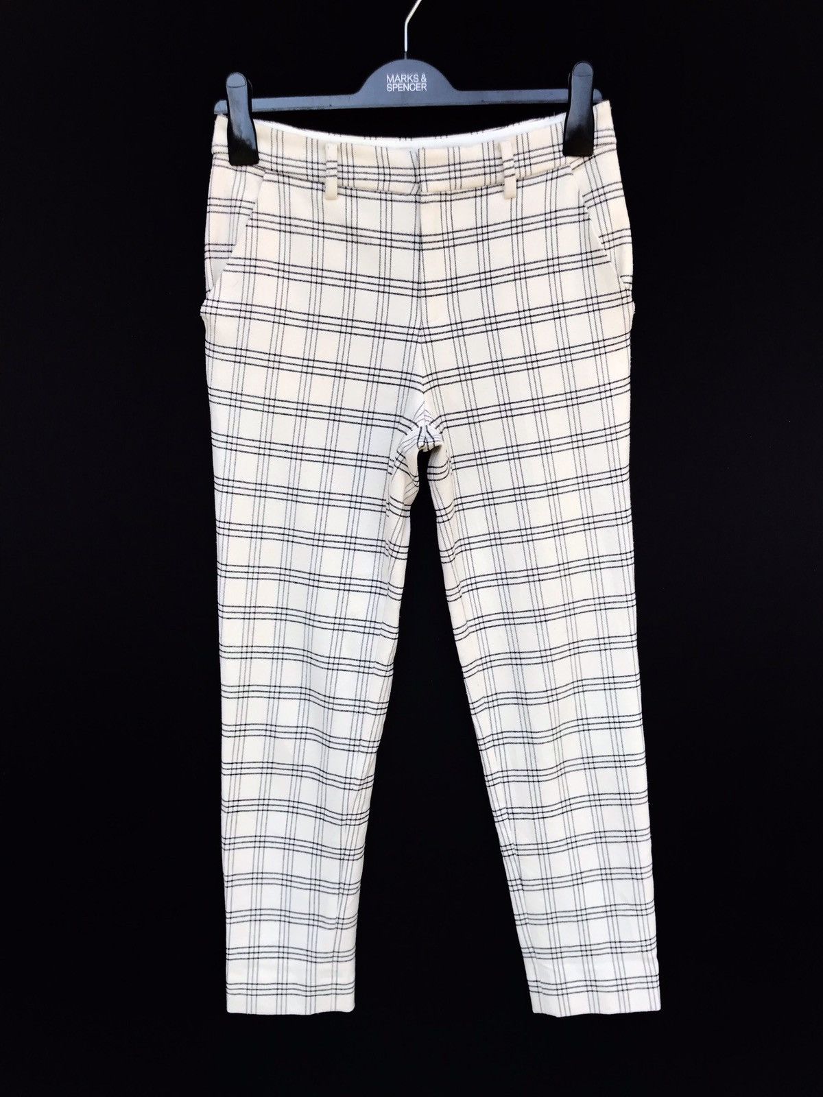 image of Adam Et Rope Checkered Plaid Skinny Pants in White, Men's (Size 26)