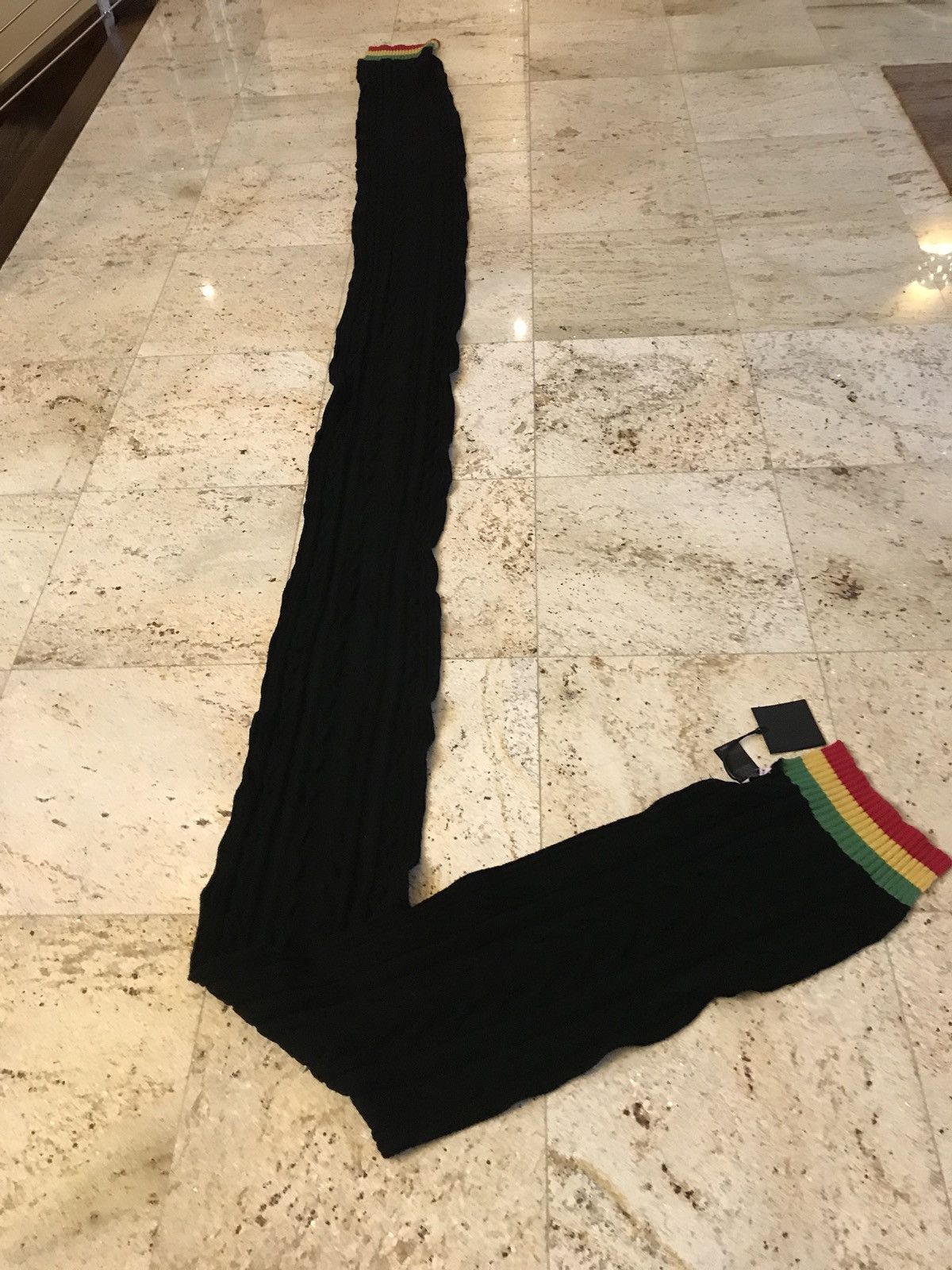 Palm Angels Long Black Wool Cable Knit Scarf Size ONE SIZE - 12 Thumbnail