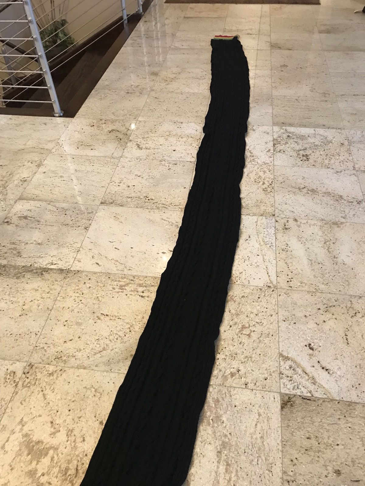 Palm Angels Long Black Wool Cable Knit Scarf Size ONE SIZE - 13 Thumbnail