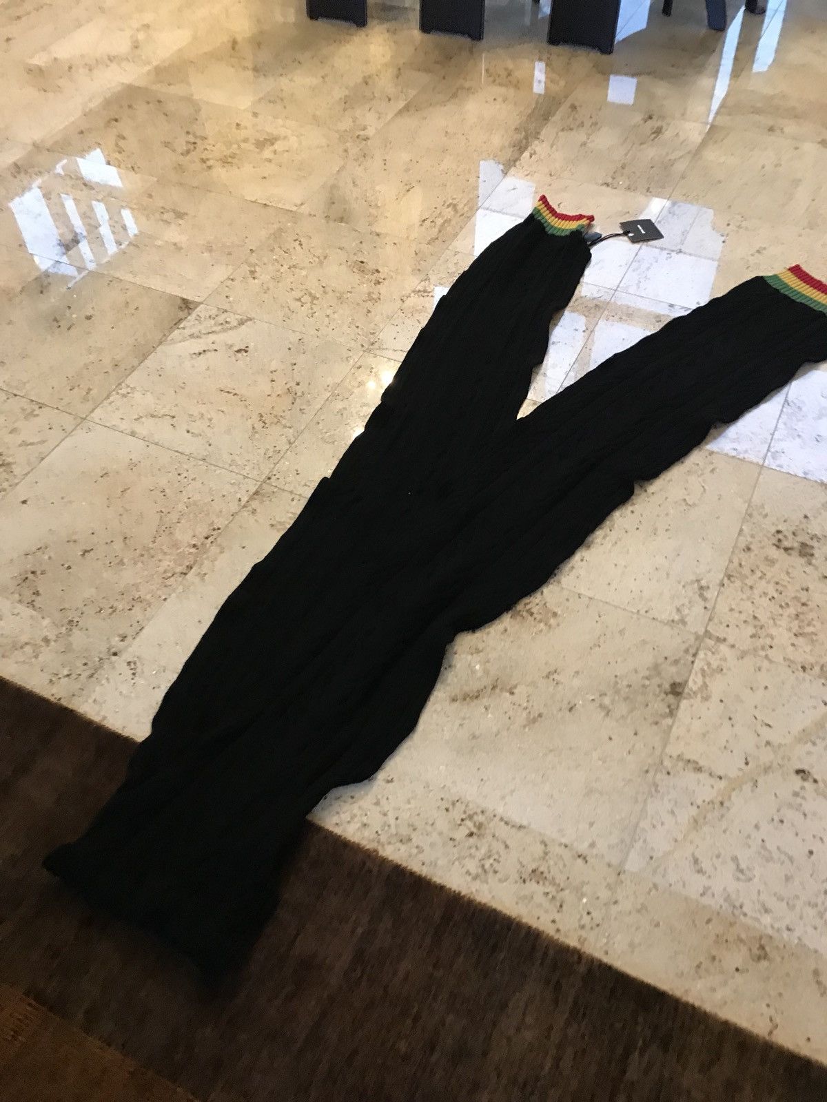 Palm Angels Long Black Wool Cable Knit Scarf Size ONE SIZE - 3 Thumbnail