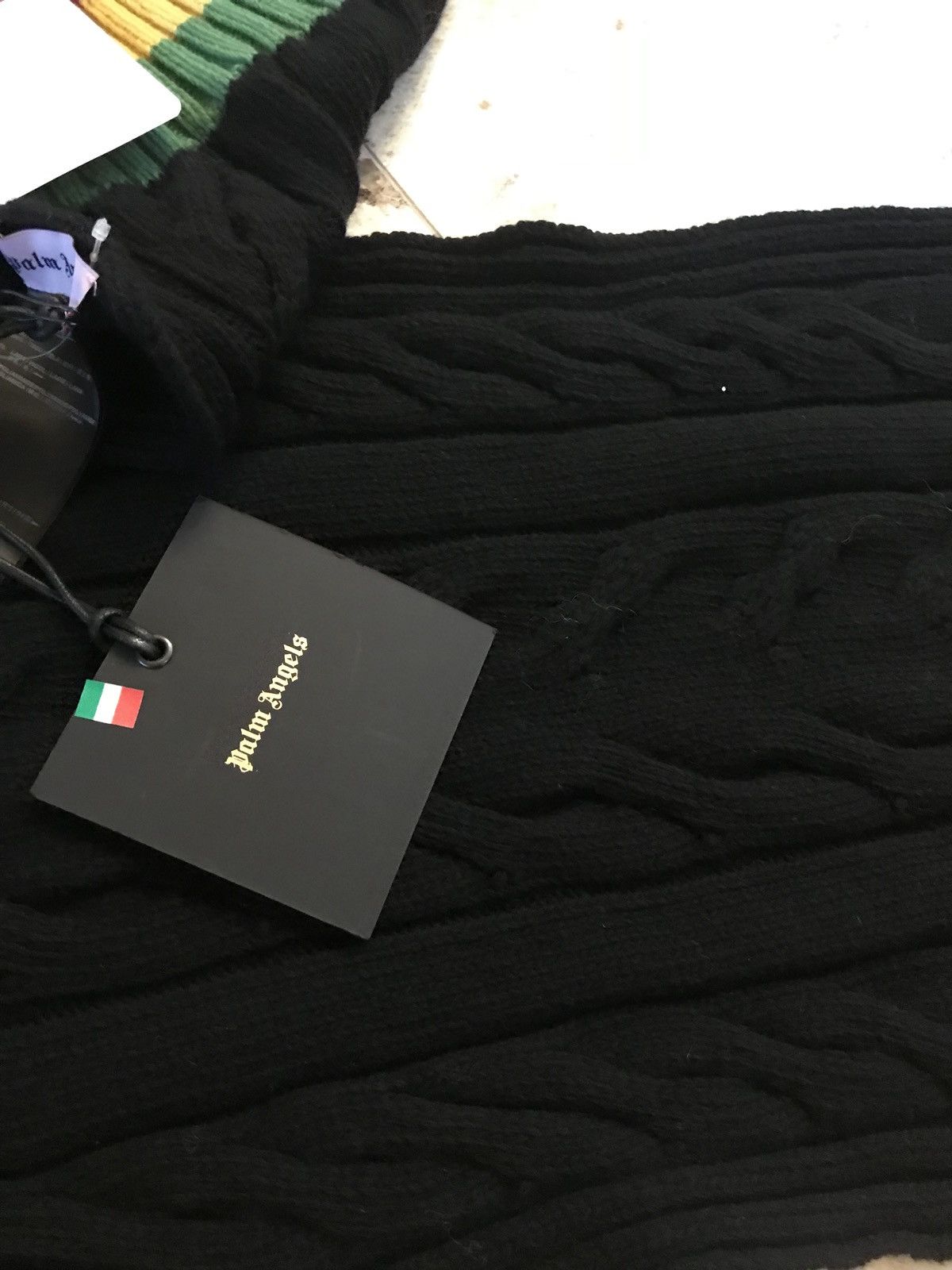 Palm Angels Long Black Wool Cable Knit Scarf Size ONE SIZE - 10 Thumbnail