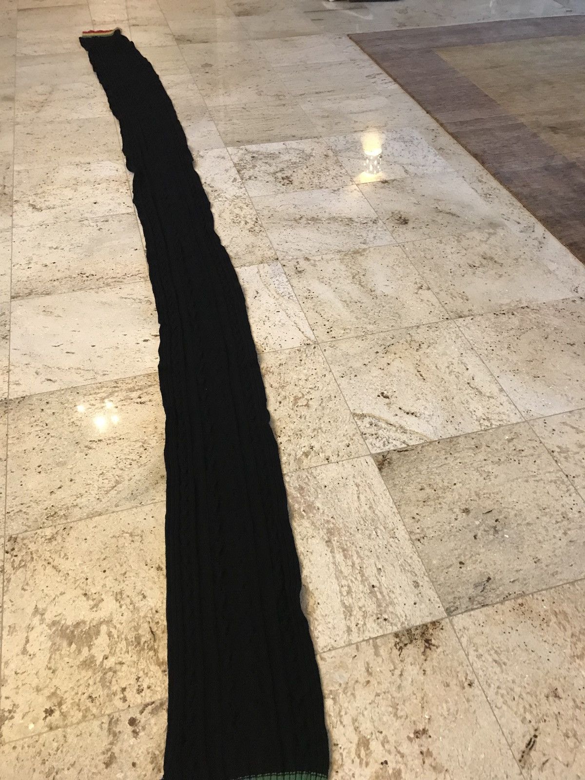 Palm Angels Long Black Wool Cable Knit Scarf Size ONE SIZE - 14 Thumbnail
