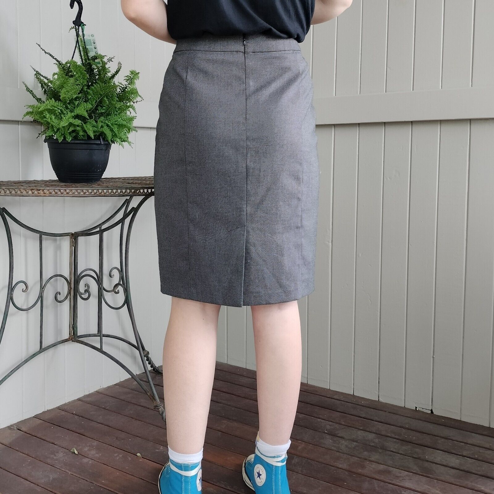 Designer Veronika Maine Pencil Oxford Midi Skirt Size 14 Size 32" / US 10 / IT 46 - 2 Thumbnail