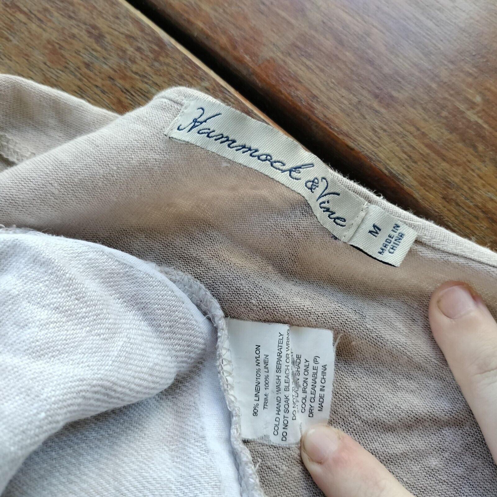 Designer Hammock & Vine Beige Colourblock Linen T Shirt Top Size M / US 6-8 / IT 42-44 - 5 Thumbnail