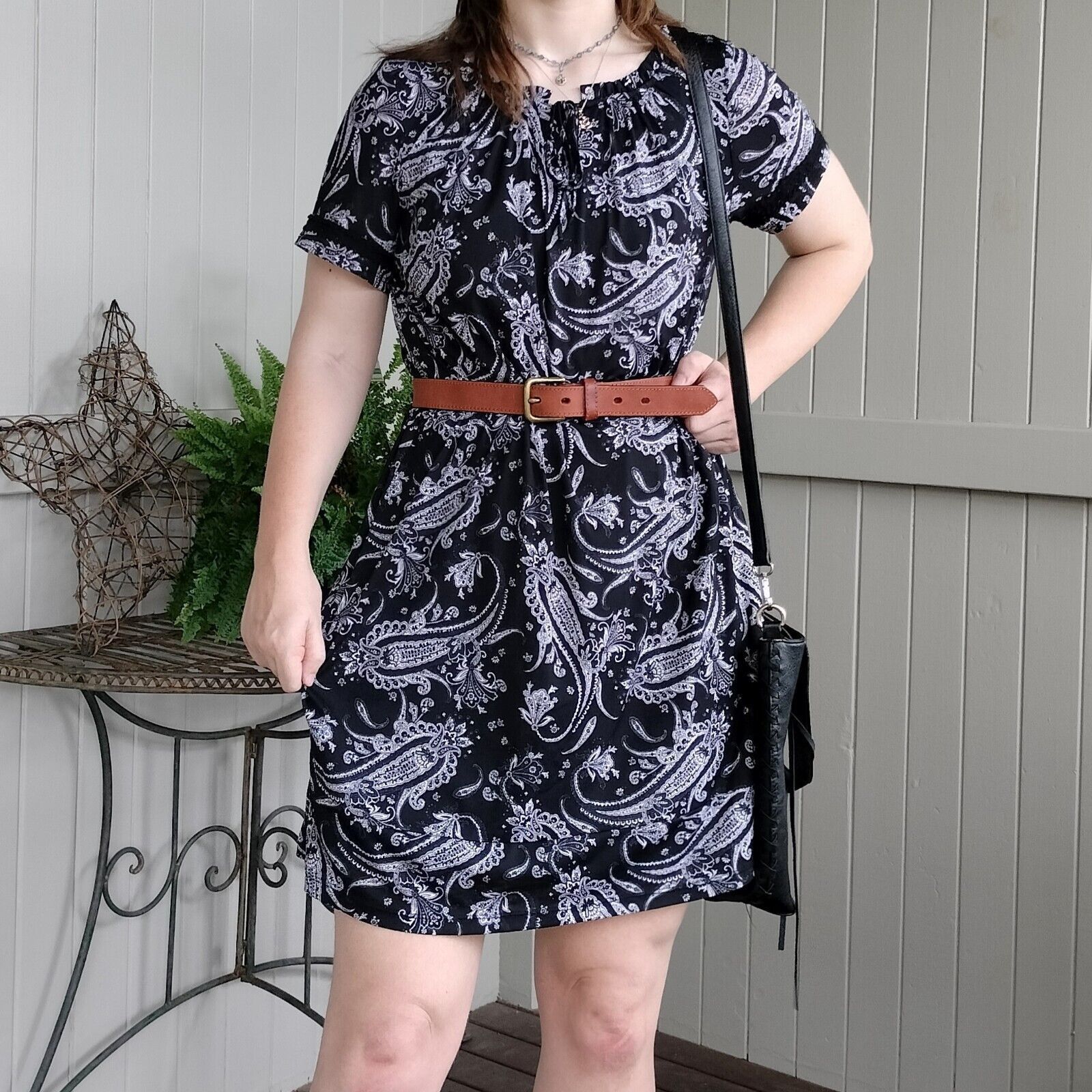 Vintage Vintage Y2K Dress Black White Babydoll Mini Paisley Mesh Size M / US 6-8 / IT 42-44 - 1 Thumbnail