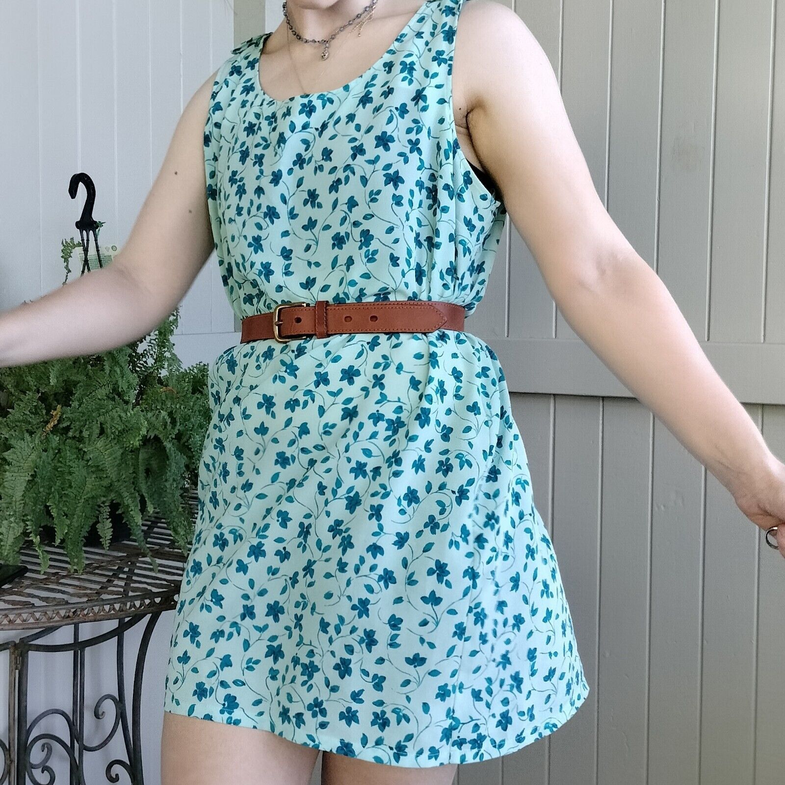 Vintage Vintage 80s Plus Size Dress Blue Floral Mini Retro Festival Size XL / US 12-14 / IT 48-50 - 4 Thumbnail