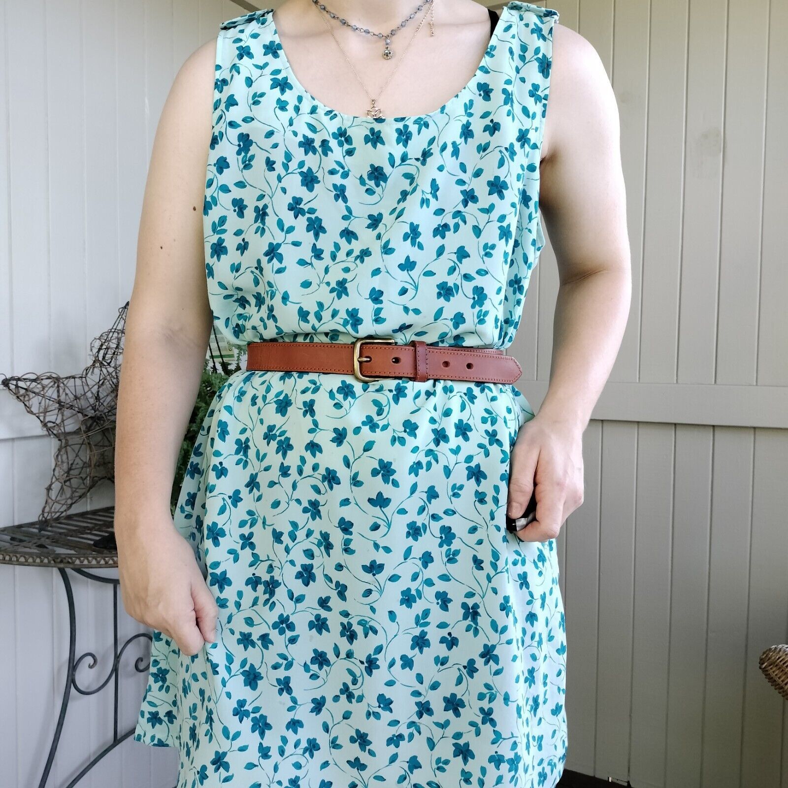 Vintage Vintage 80s Plus Size Dress Blue Floral Mini Retro Festival Size XL / US 12-14 / IT 48-50 - 7 Thumbnail