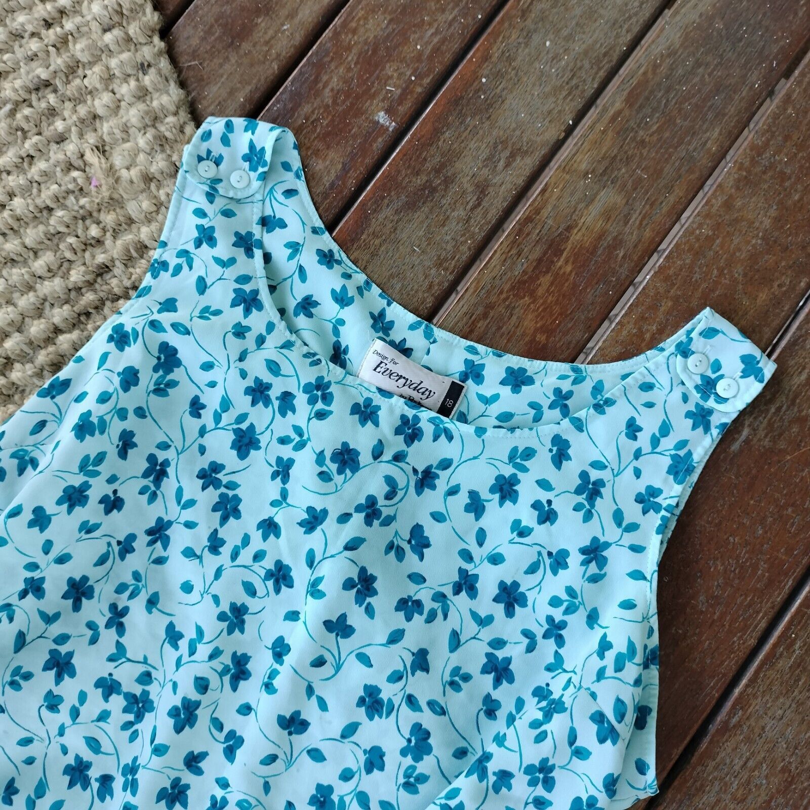 Vintage Vintage 80s Plus Size Dress Blue Floral Mini Retro Festival Size XL / US 12-14 / IT 48-50 - 10 Thumbnail