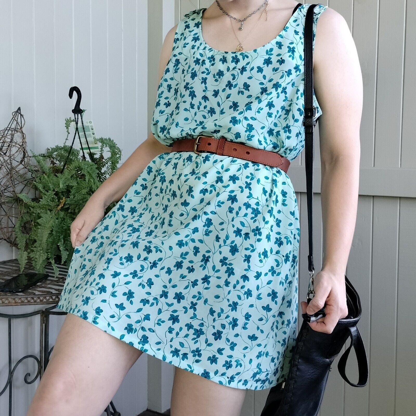 Vintage Vintage 80s Plus Size Dress Blue Floral Mini Retro Festival Size XL / US 12-14 / IT 48-50 - 6 Thumbnail