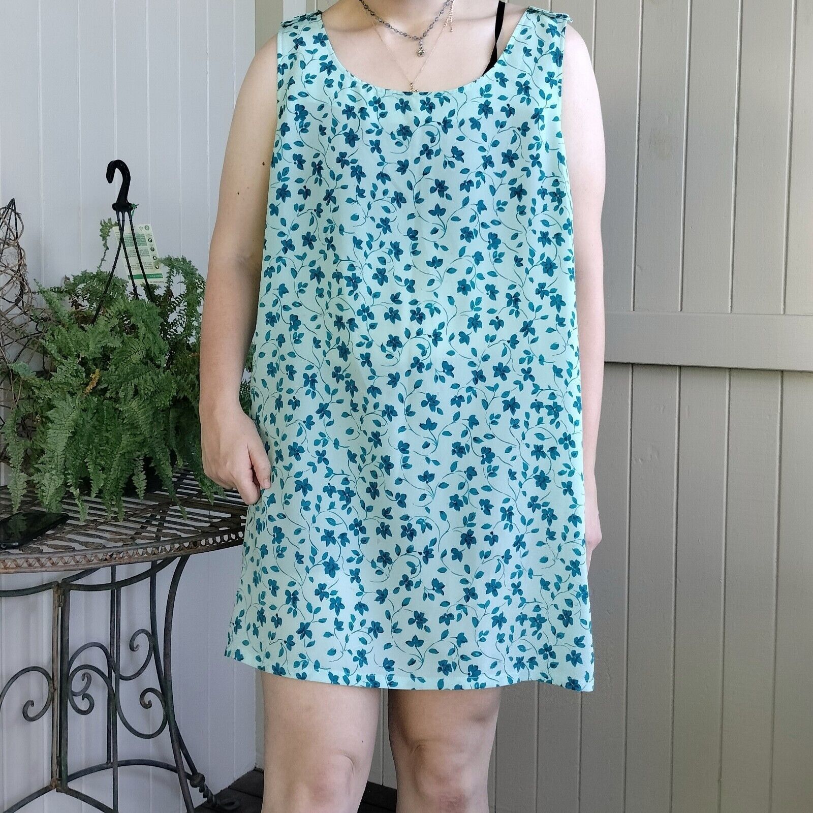 Vintage Vintage 80s Plus Size Dress Blue Floral Mini Retro Festival Size XL / US 12-14 / IT 48-50 - 5 Thumbnail