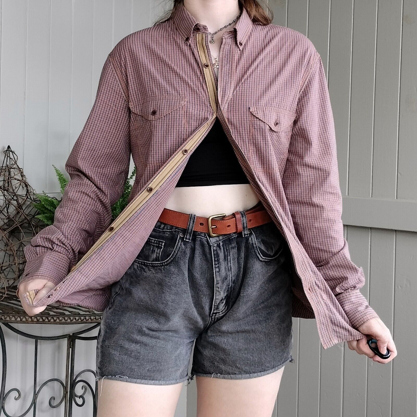 Designer × French Connection French Connection Shirt Orange Gingham Check Button Up Size US S / EU 44-46 / 1 - 3 Thumbnail