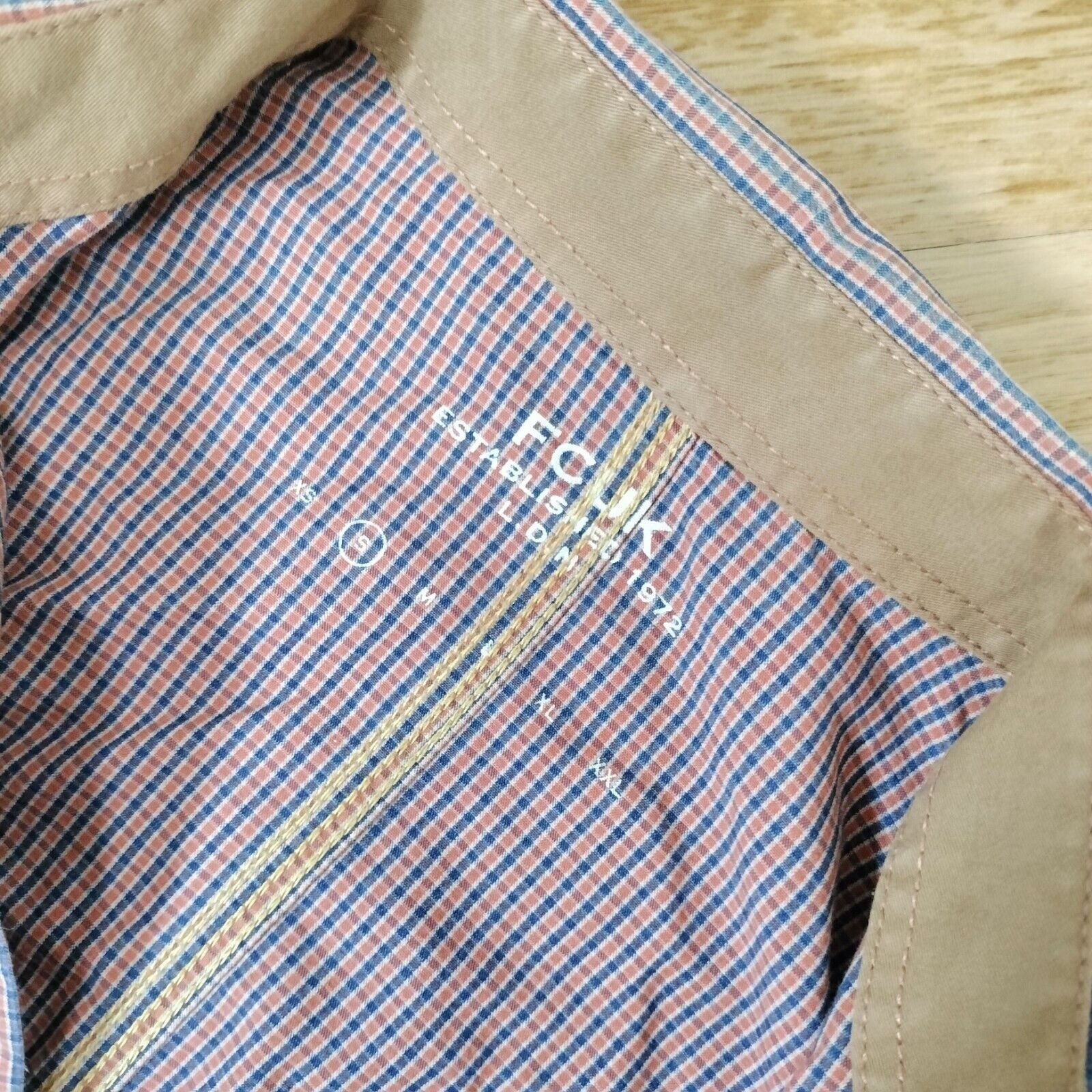 Designer × French Connection French Connection Shirt Orange Gingham Check Button Up Size US S / EU 44-46 / 1 - 6 Thumbnail