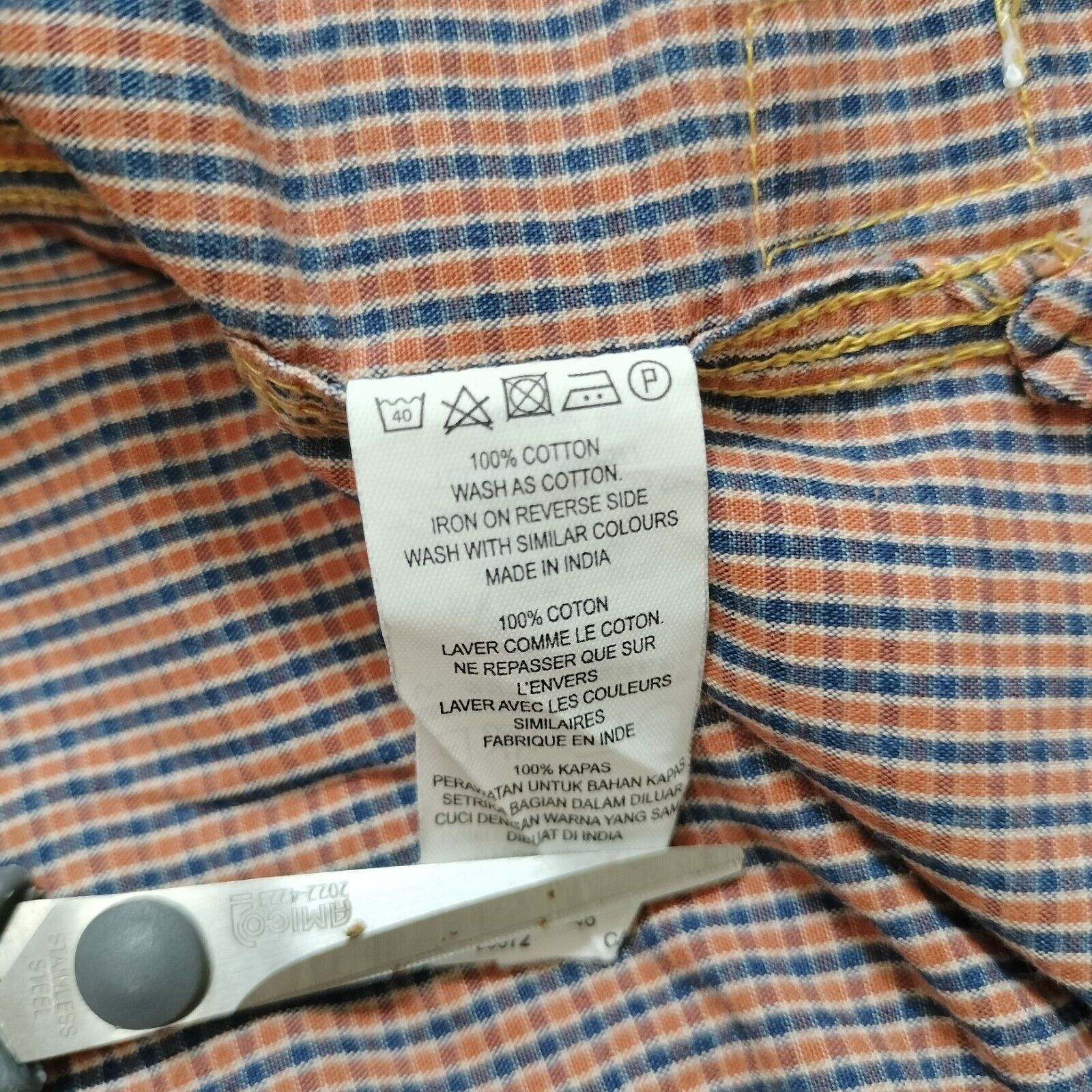 Designer × French Connection French Connection Shirt Orange Gingham Check Button Up Size US S / EU 44-46 / 1 - 7 Thumbnail