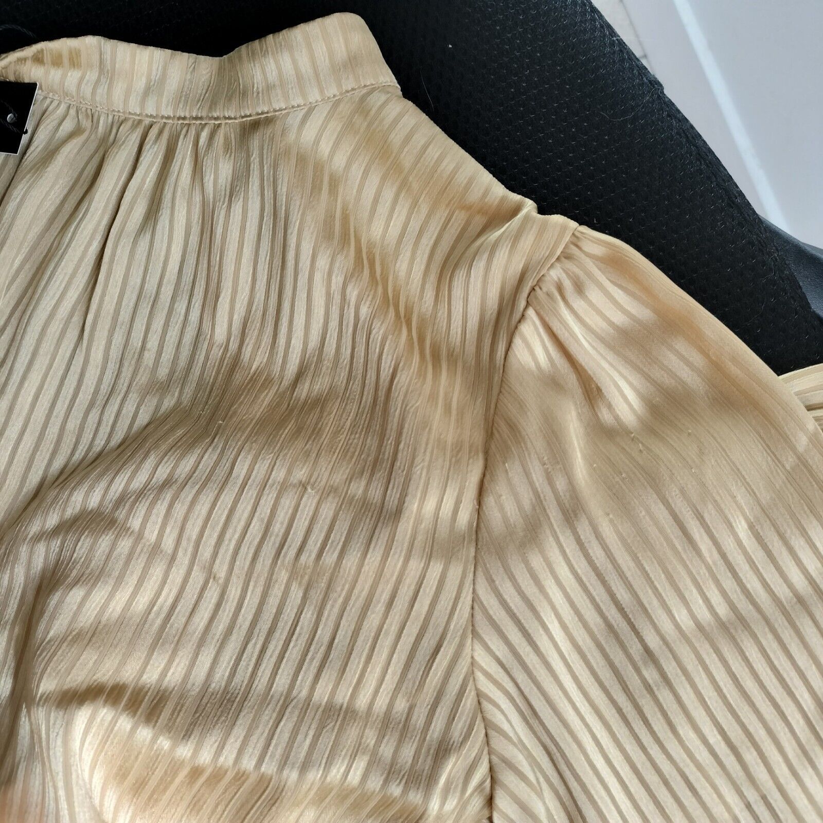 Designer GDS Helenam Dress Midi Satin Pleated Button Up Bishop Sleeve Size XS / US 0-2 / IT 36-38 - 7 Thumbnail