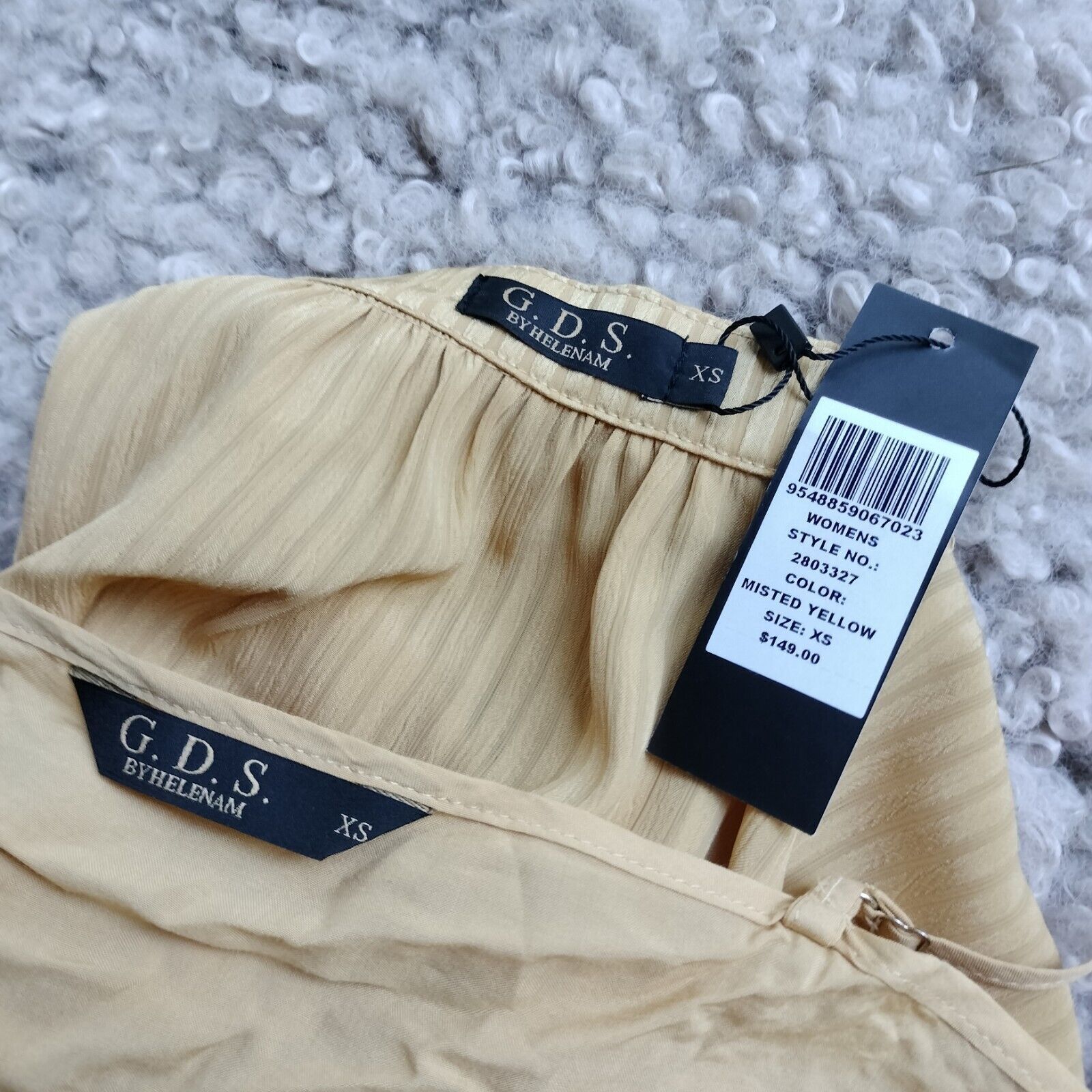 Designer GDS Helenam Dress Midi Satin Pleated Button Up Bishop Sleeve Size XS / US 0-2 / IT 36-38 - 8 Thumbnail
