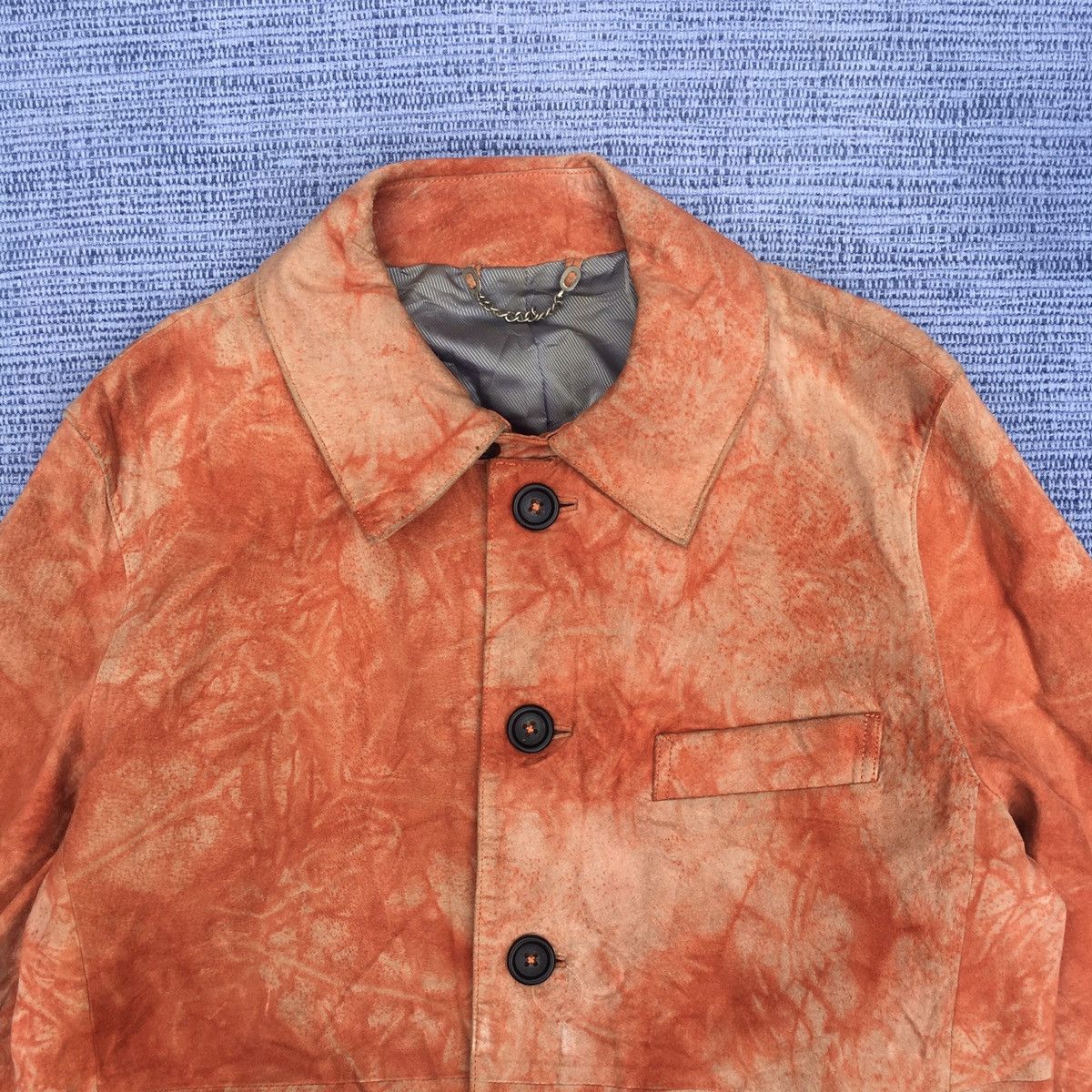 Japanese Brand orange tie die leather jacket Size US M / EU 48-50 / 2 - 2 Thumbnail