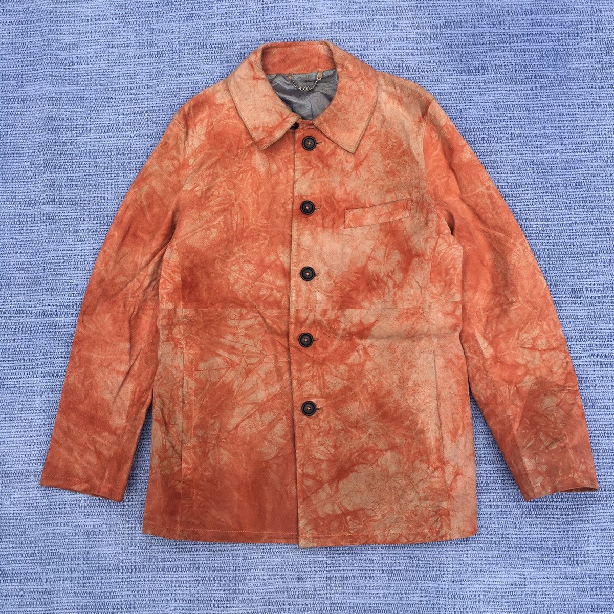 Japanese Brand orange tie die leather jacket Size US M / EU 48-50 / 2 - 1 Thumbnail