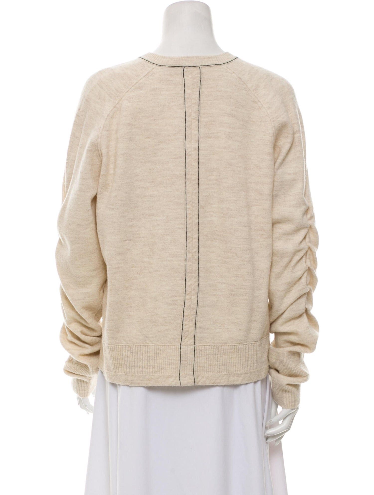 Celine Phoebe Philo Wool & Alpaca V-Neck Sweater Ruched Sleeves Size S / US 4 / IT 40 - 4 Thumbnail