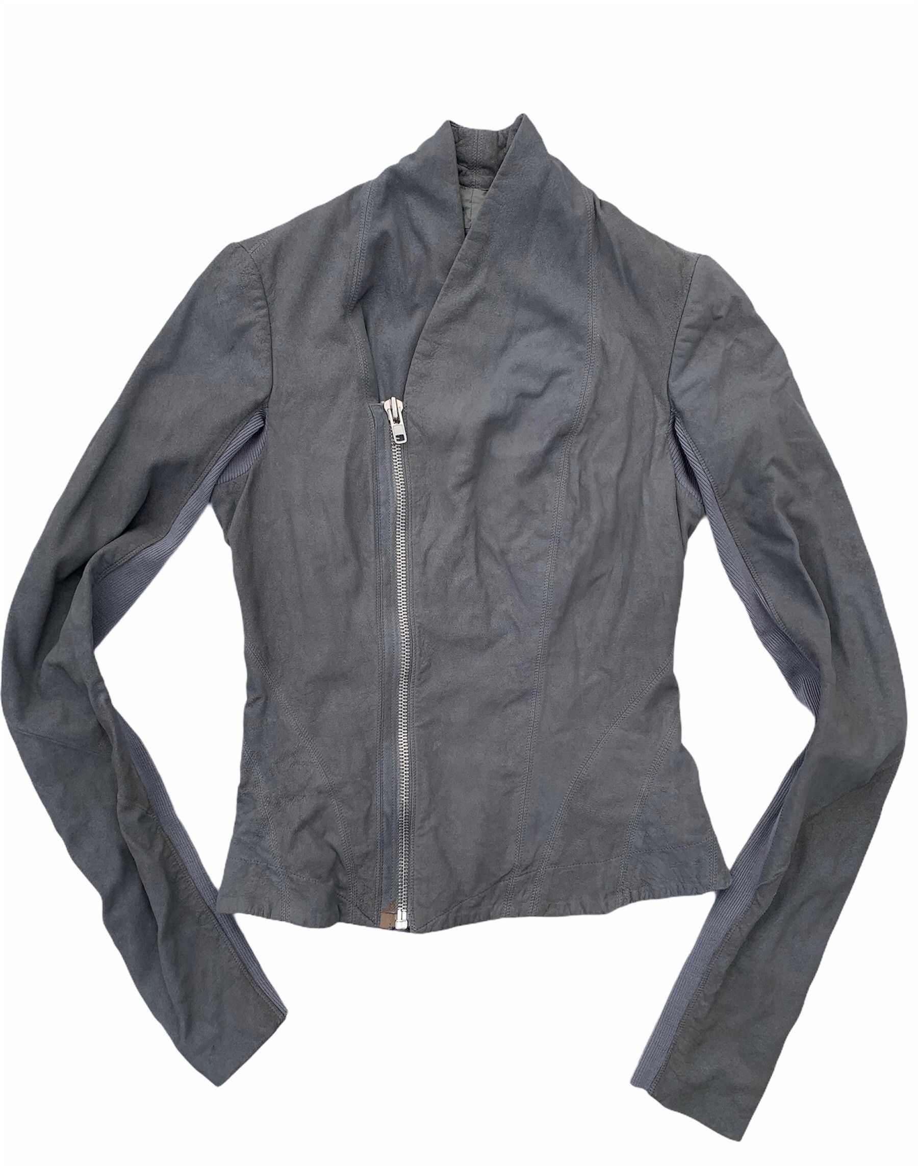 image of Rick Owens Princess Shawl-Collar Leather Jacket In Grey 38, Women's (Size XS)